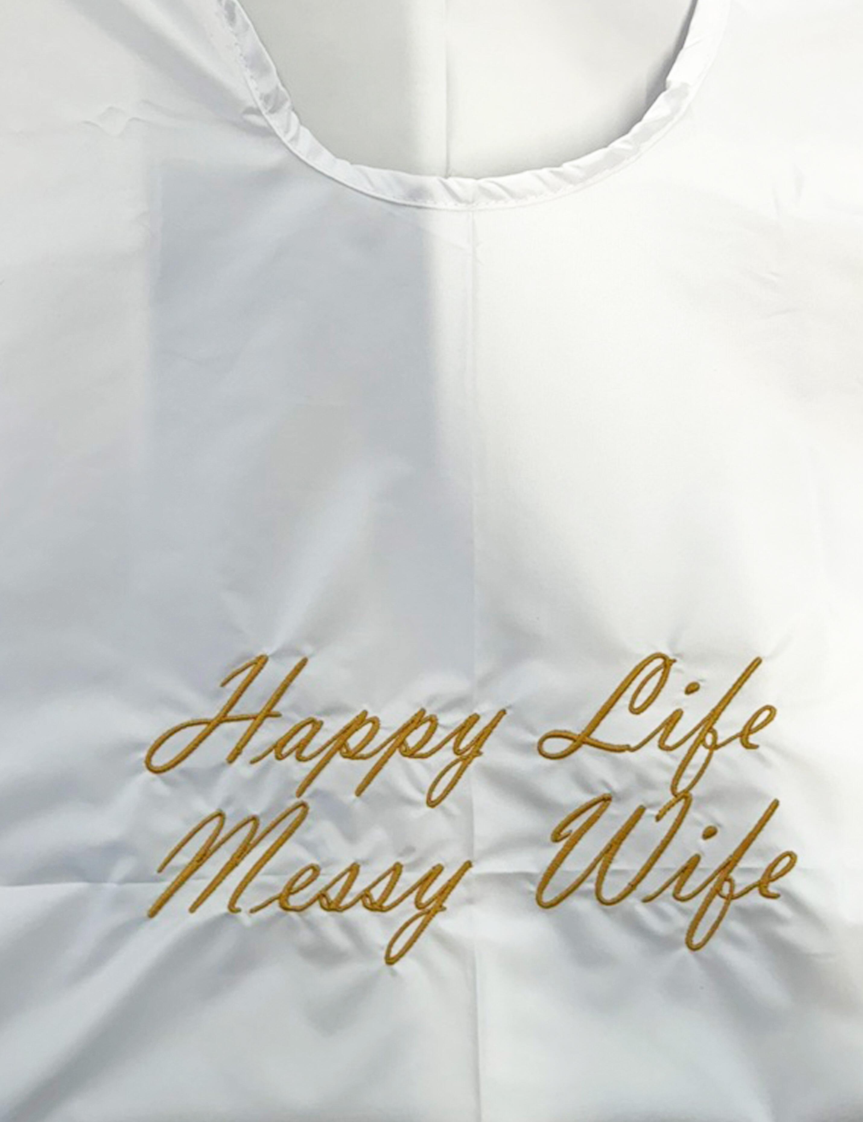 White professional hairdressing salon gown with optional custom printing or embroidery