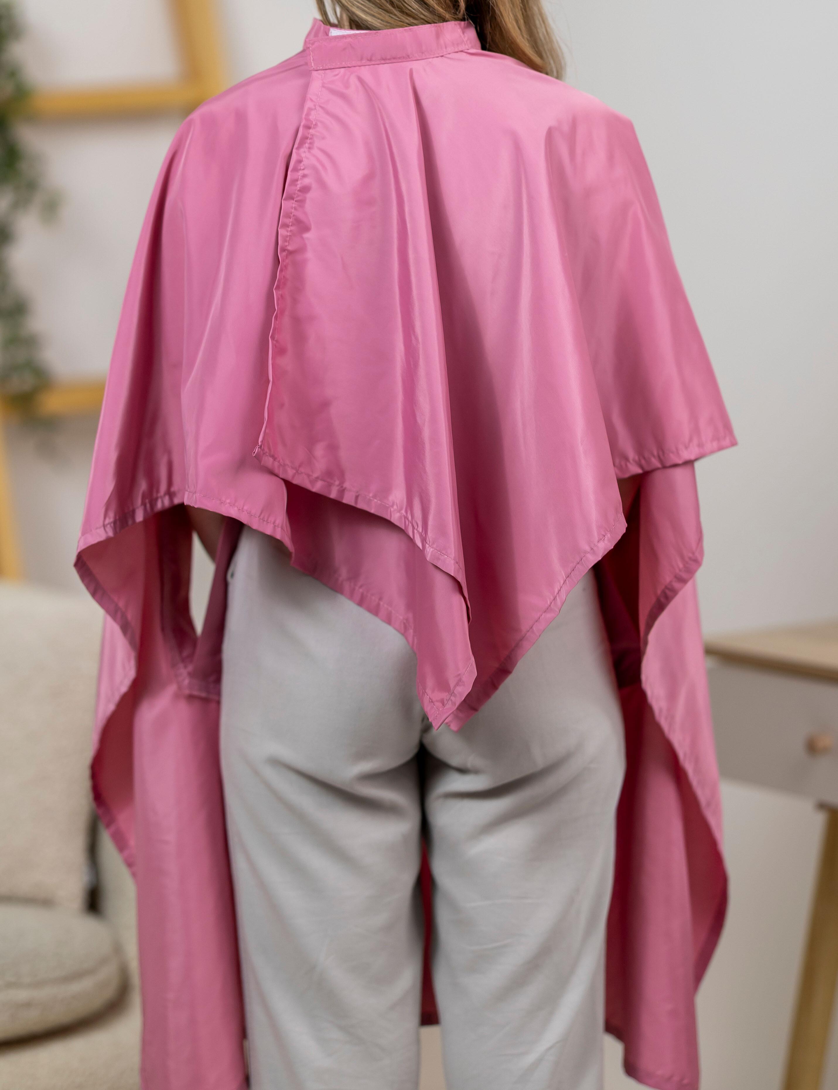 Rose gold hairdressing gown with hand slits UK salon wear