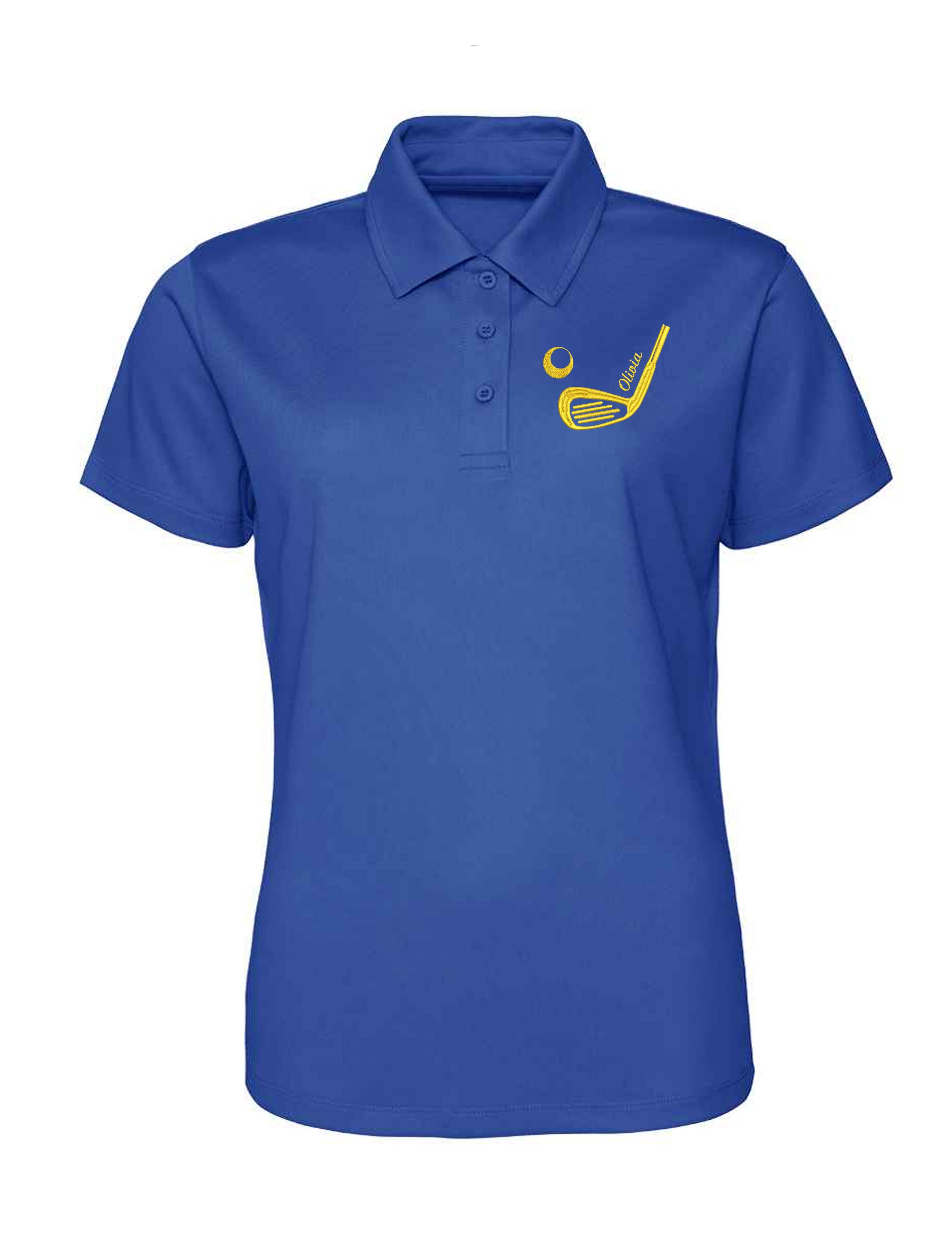 Golf Club Design Women's Dri-Fit Golf Polo Shirt Royal Blue