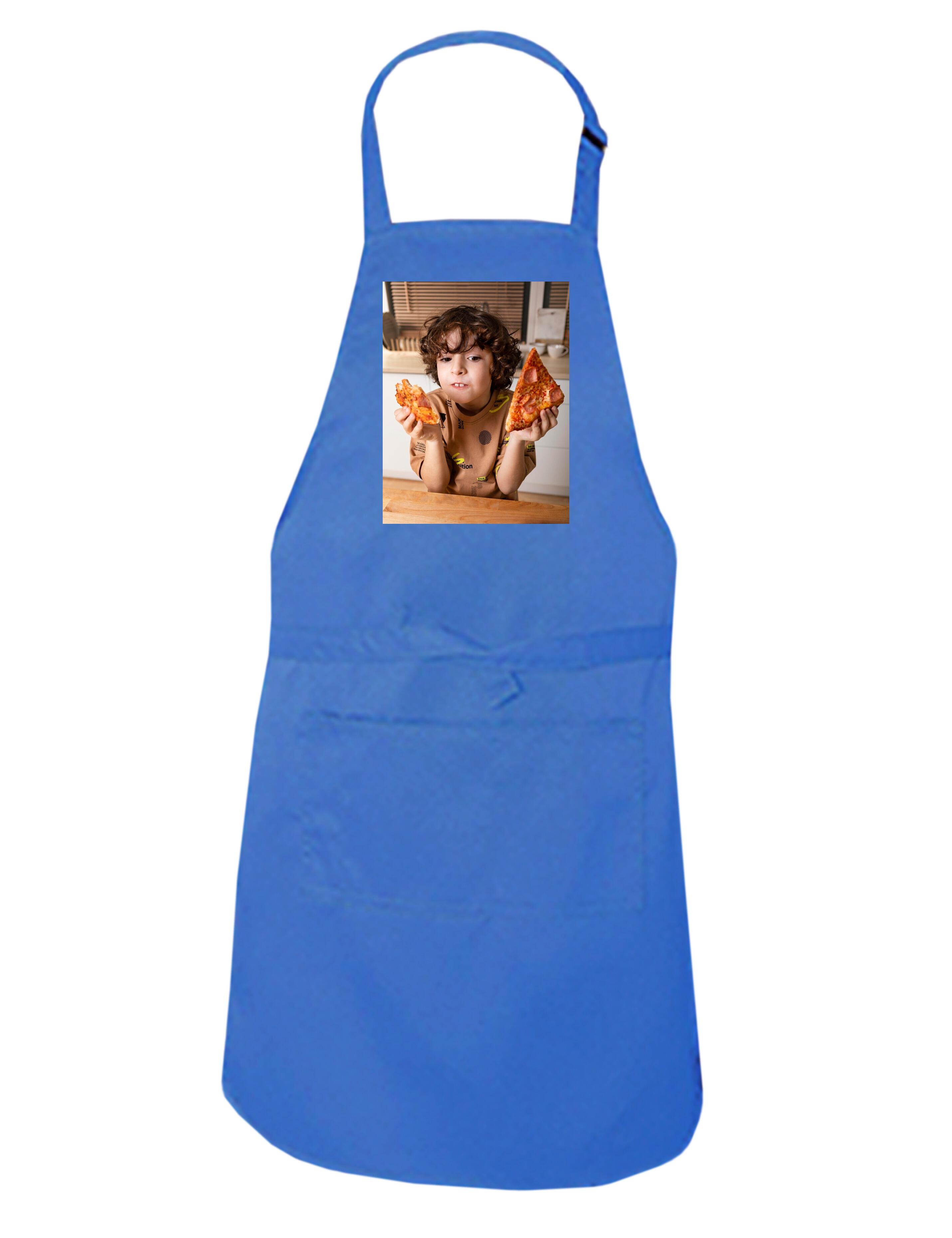 Personalised Photo Printed Kids Apron Light Blue