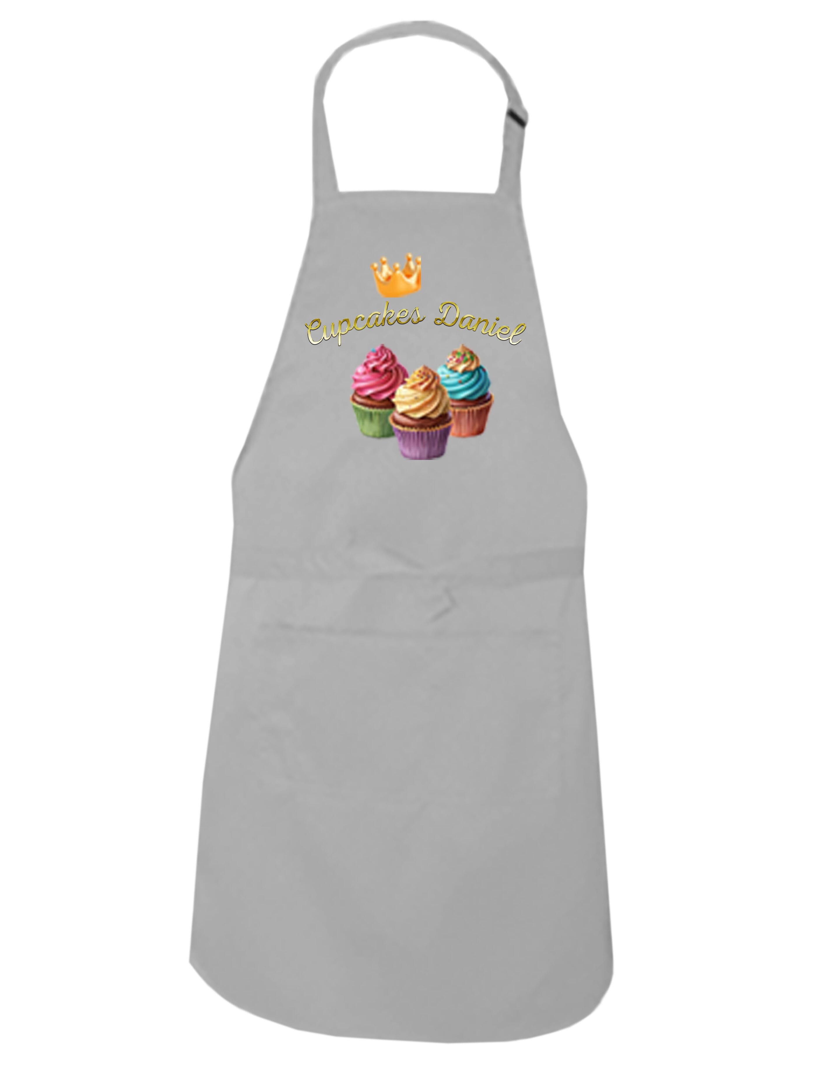 Personalised Cup Cake Kids Apron Light Grey