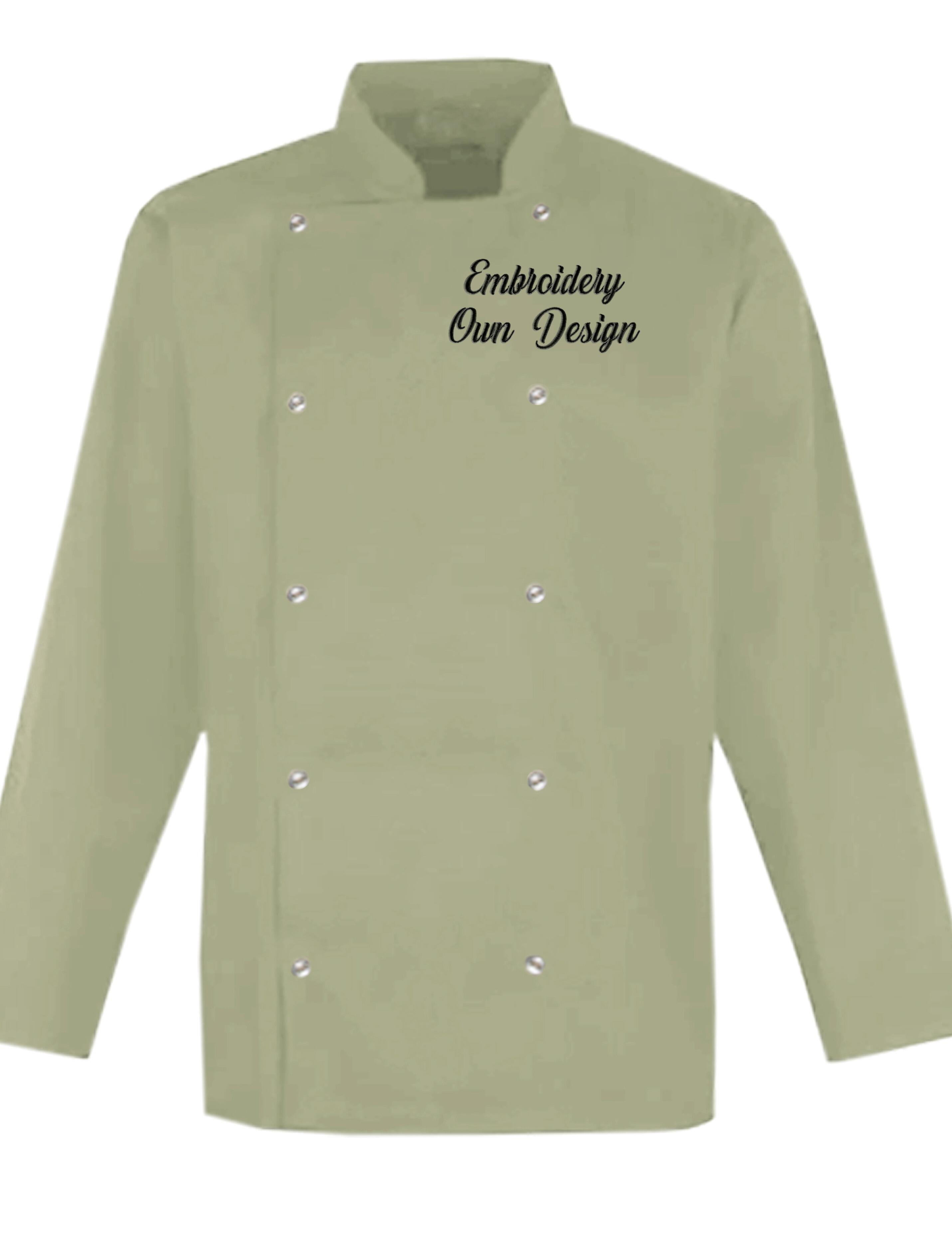 Personalised Long Sleeve Chef's Jacket Pistachio with embroidery