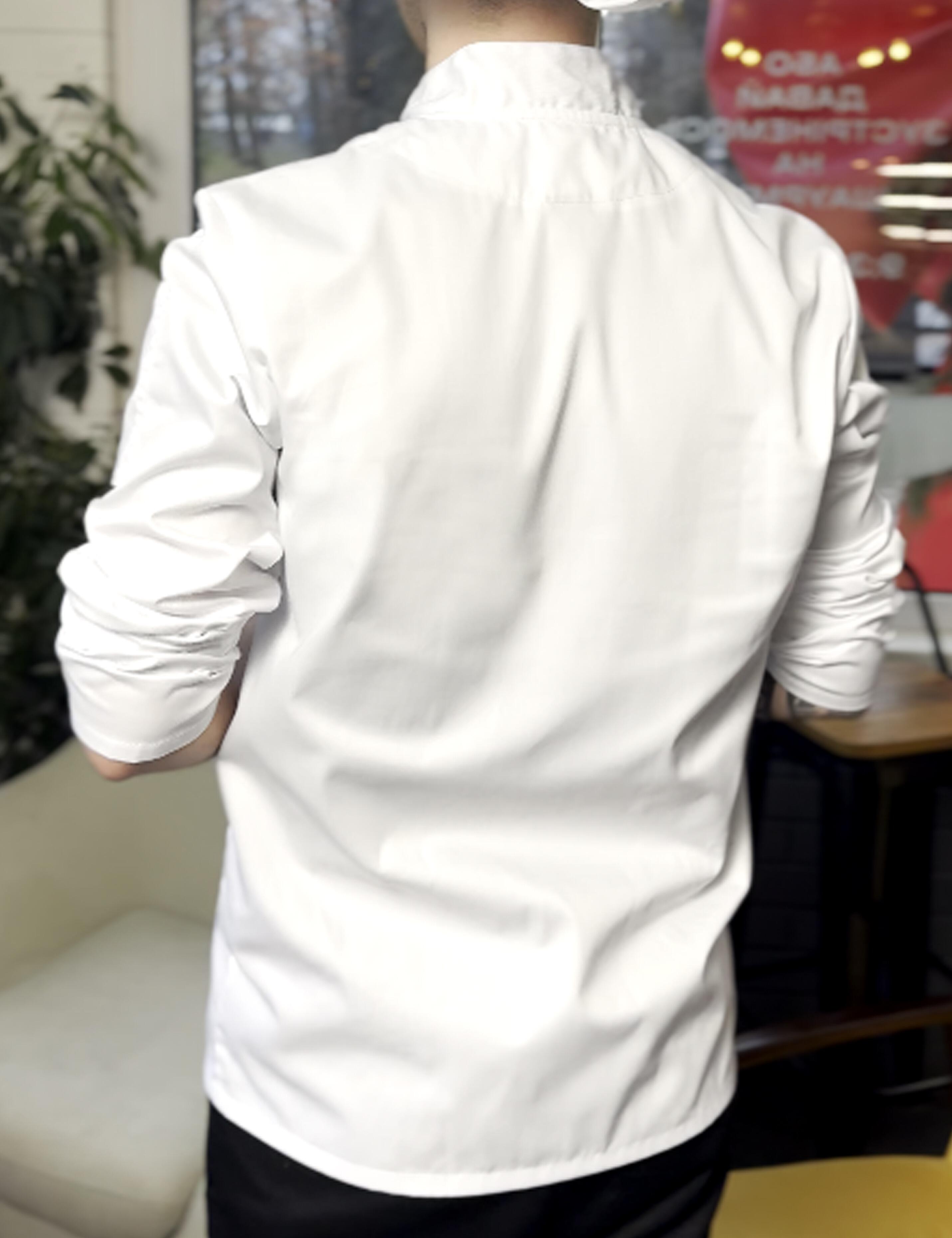 White chefs coat back long sleeve
