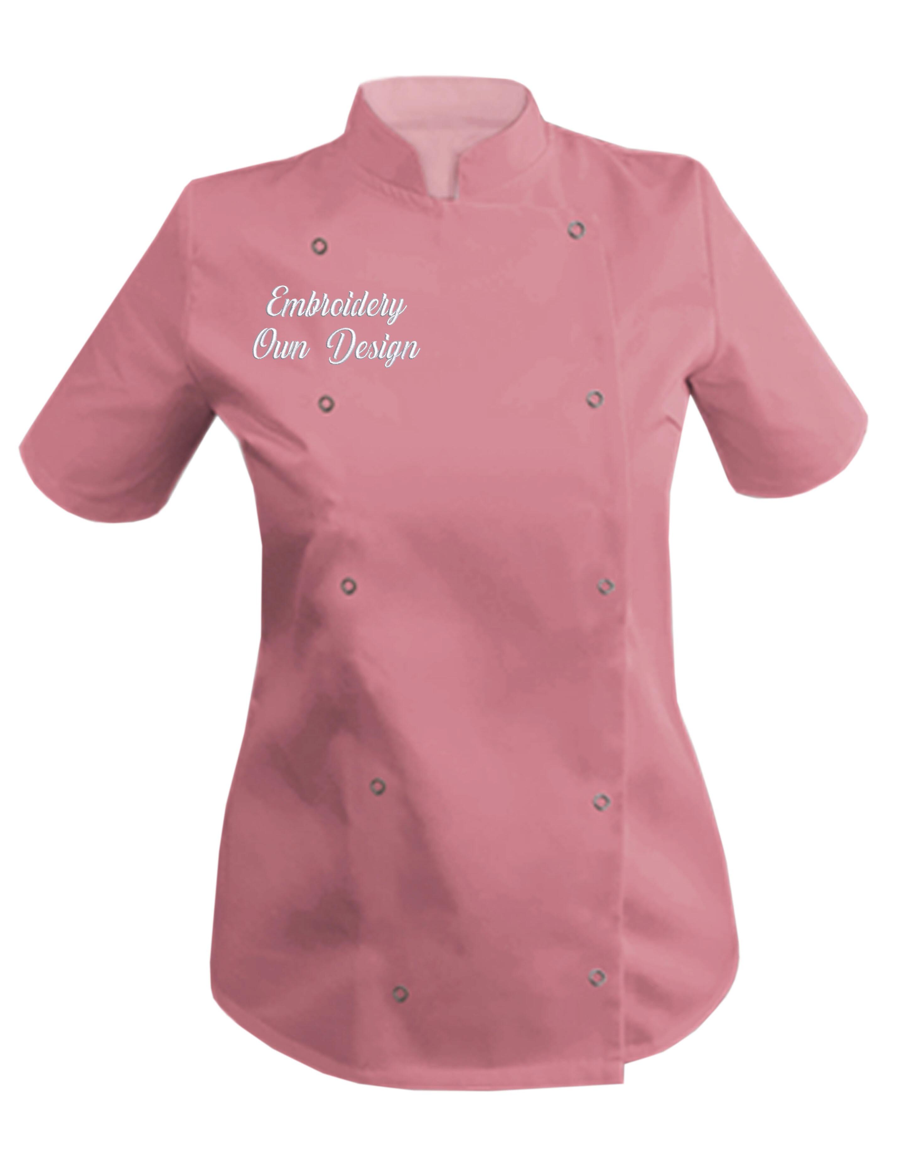 Personalised Women's Short Sleeve Chef's Jacket rose gold with embroidery