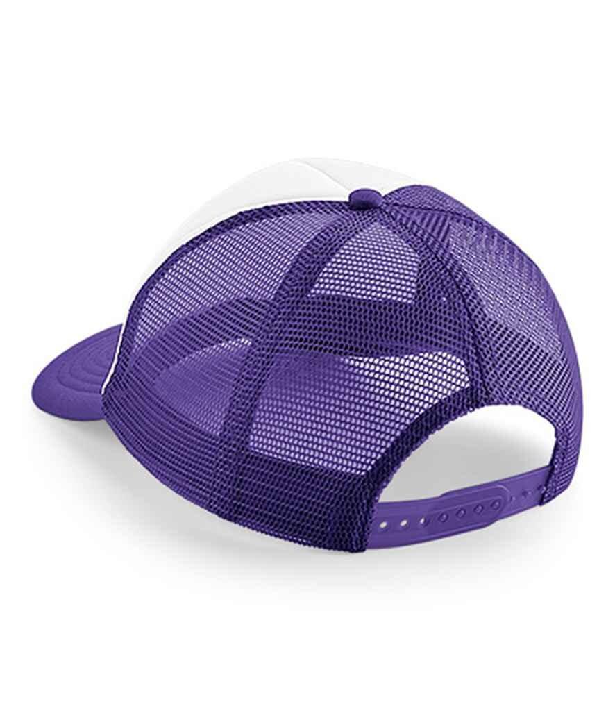 Custom Embroidered Snapback Trucker Cap Purple/White