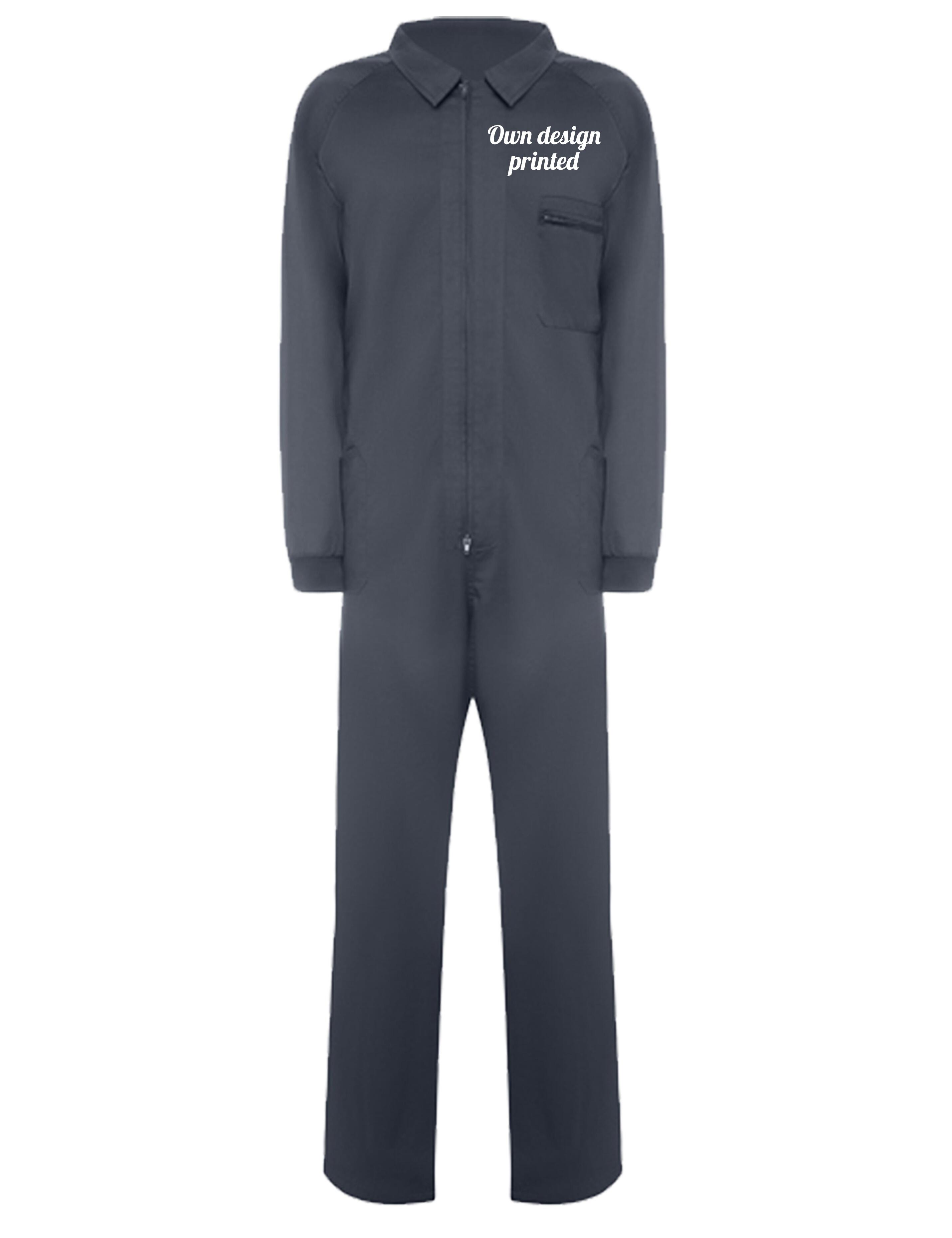 Personalised work overall grey with print