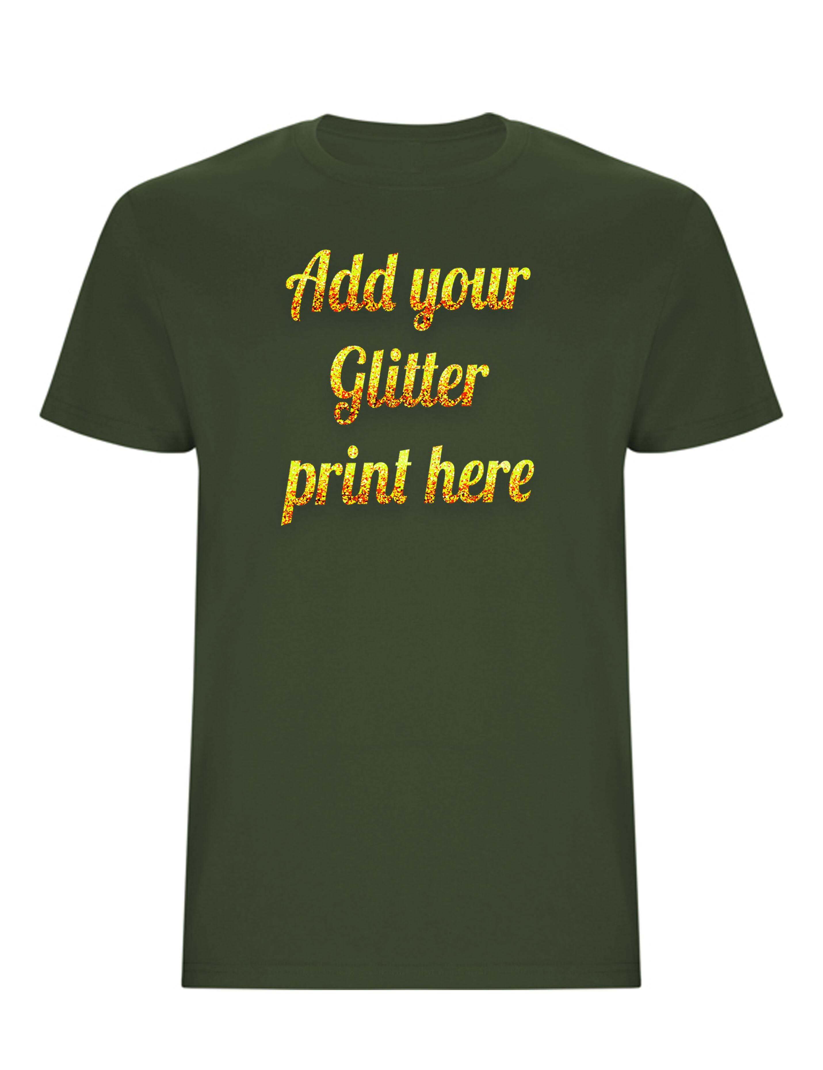 Custom Glitter Printed Heavyweight Kids T-Shirt Olive