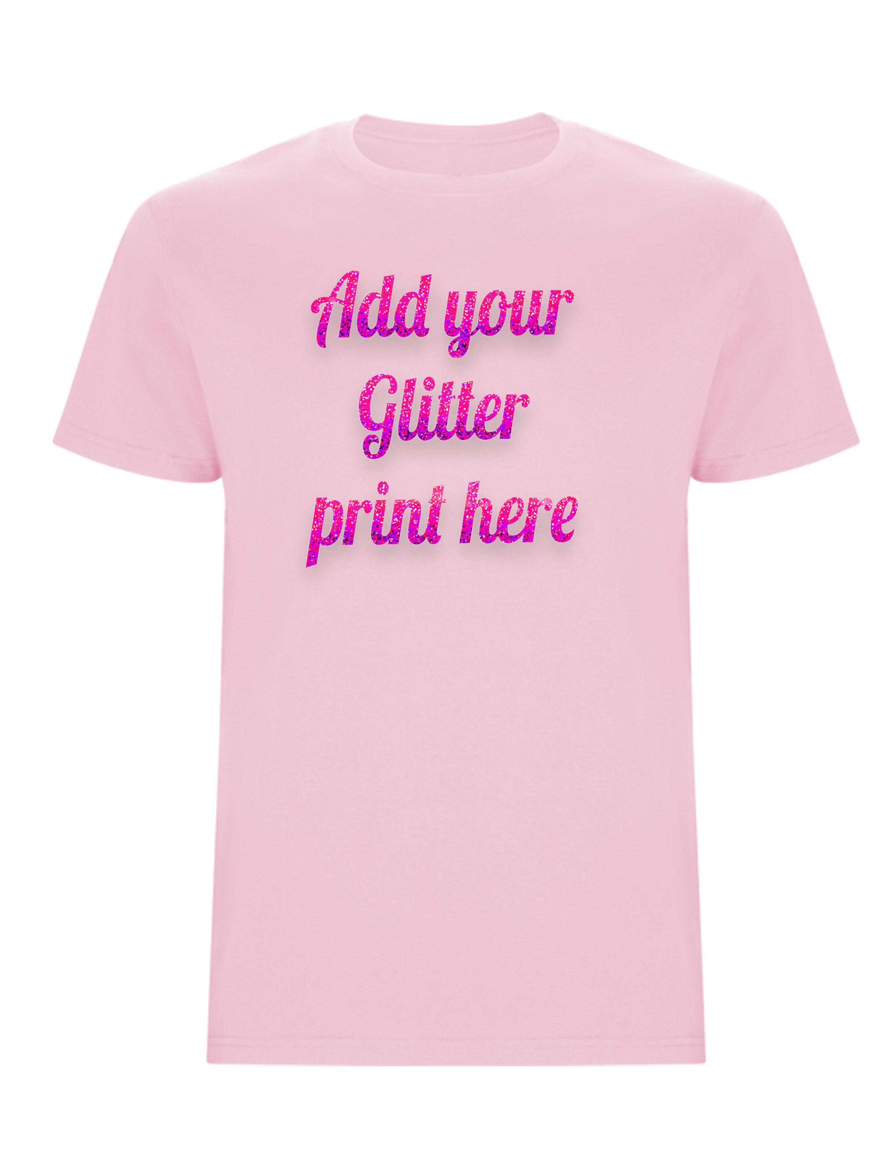 Custom Glitter Printed Heavyweight Kids T-Shirt Pink