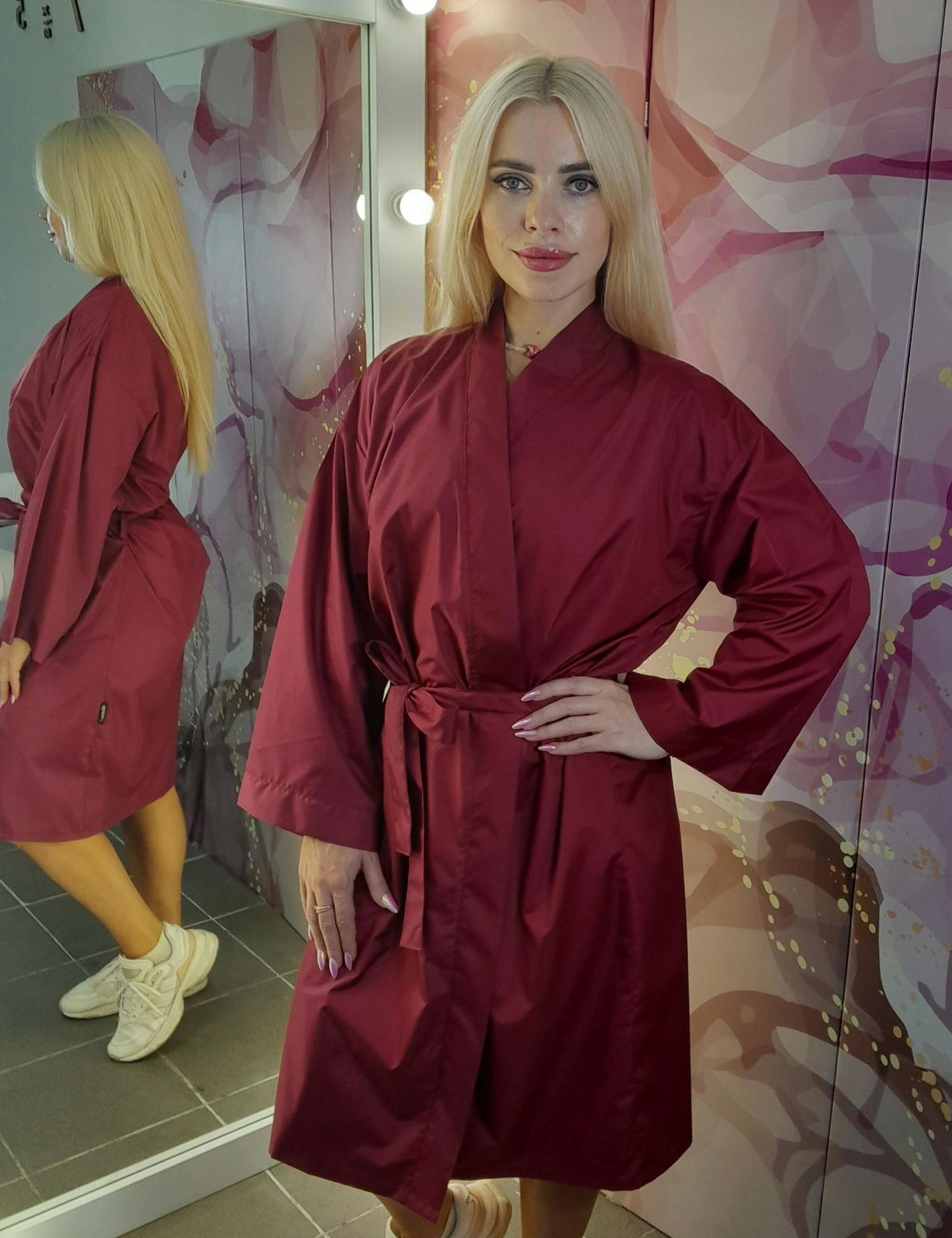 Nibano Hairdressing Kimono robe Burgundy