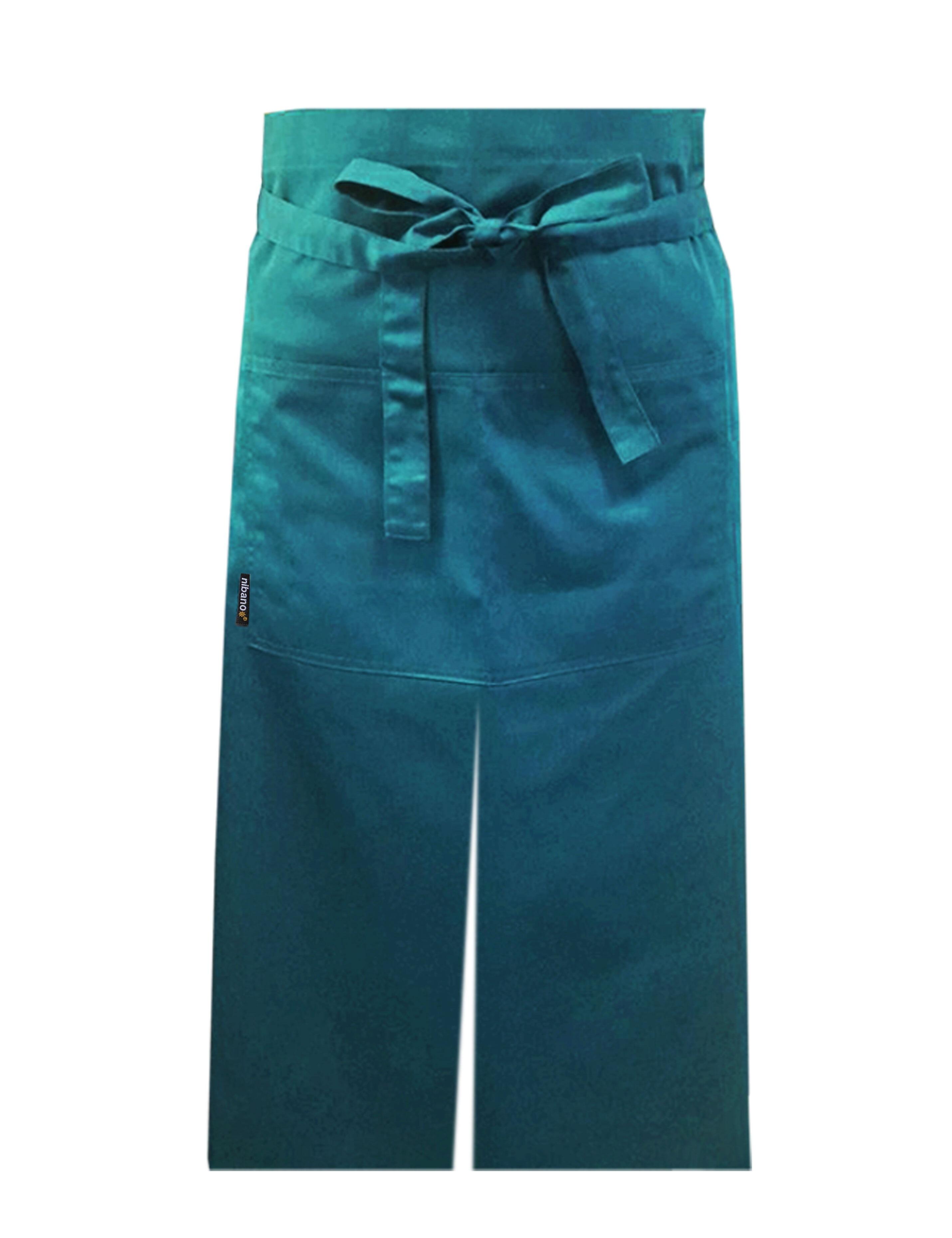 Nibano long waist apron with split teal