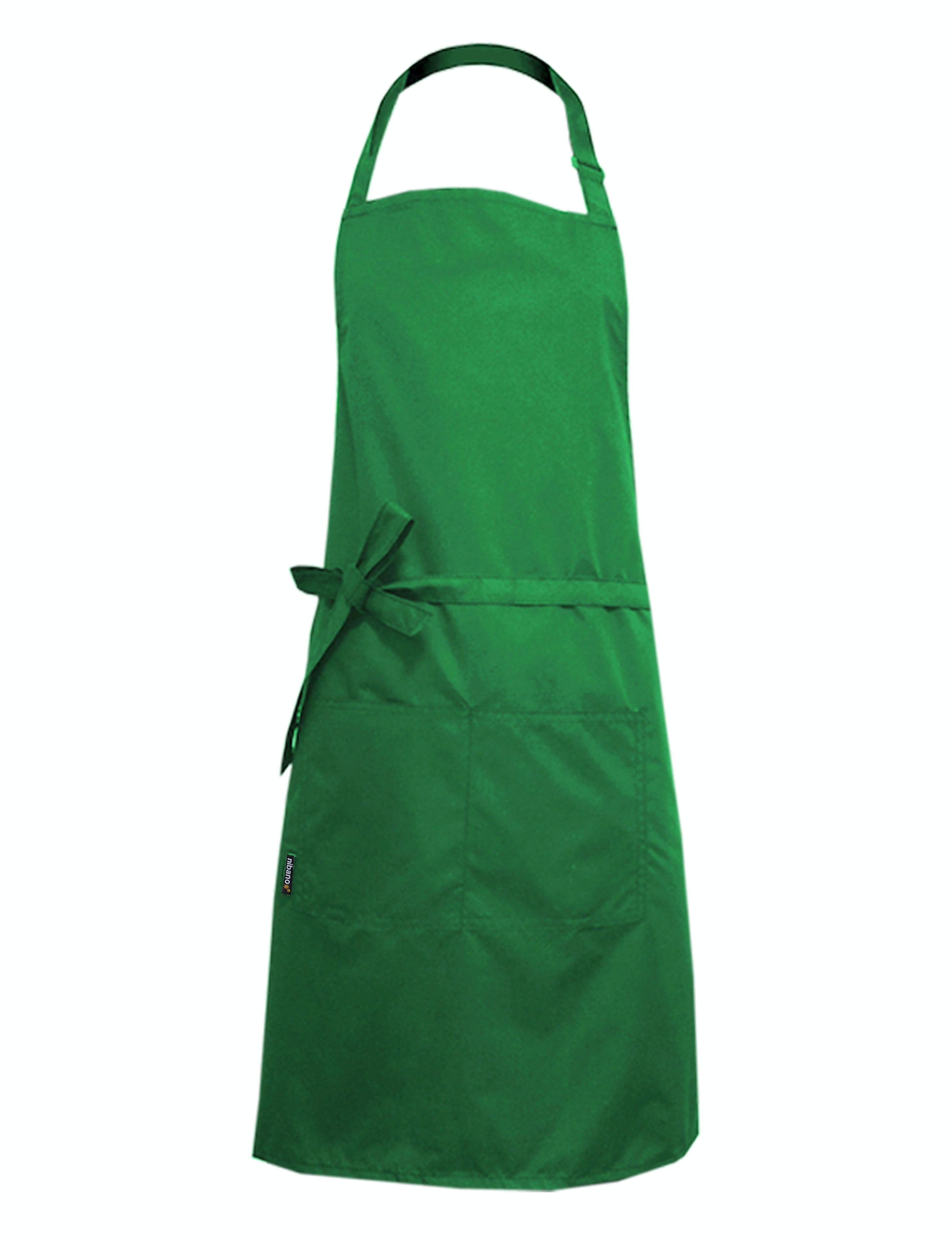 Nibano waterproof hair and beauty salon apron with pockets kelly green