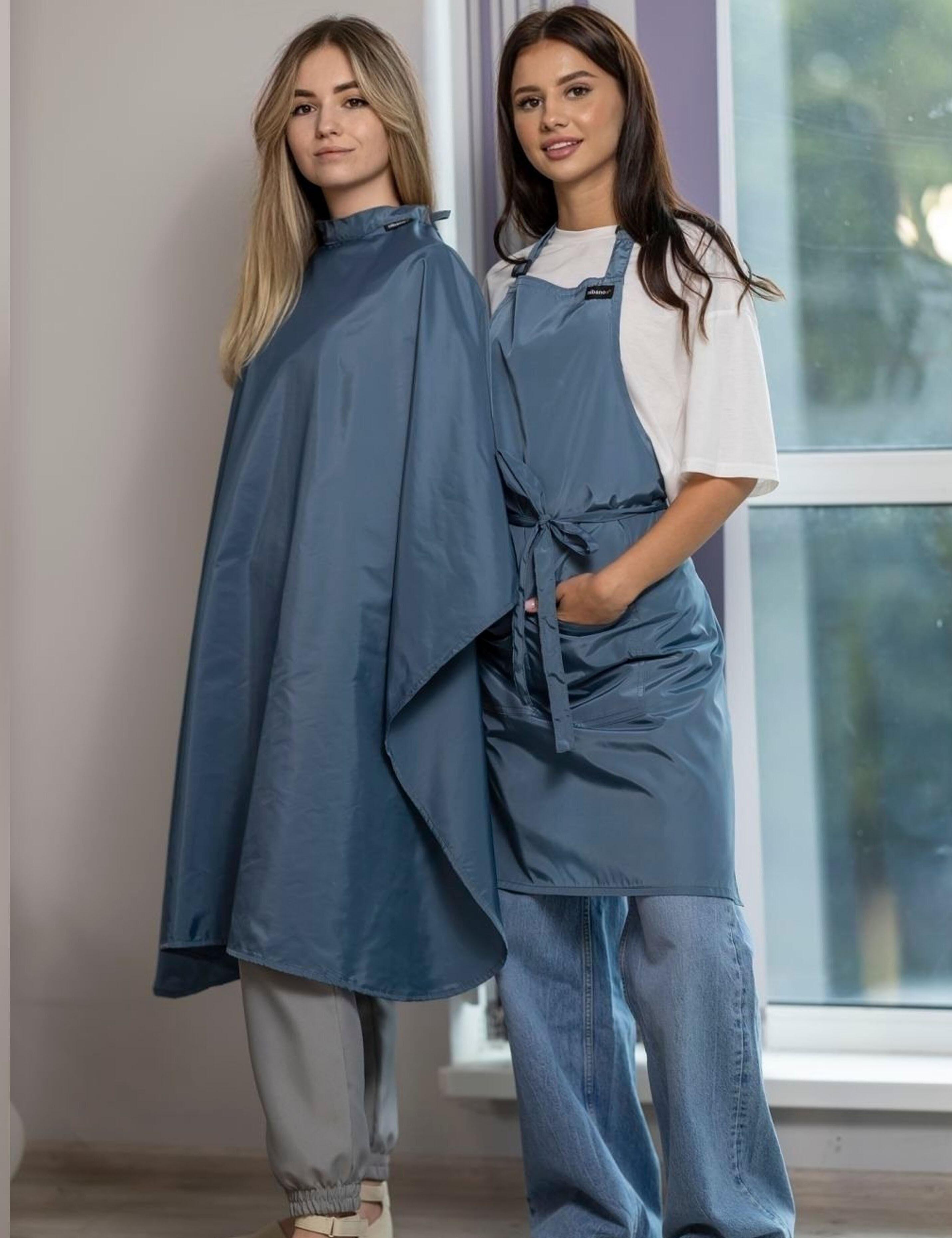 Washable hairdressing gown steel blue