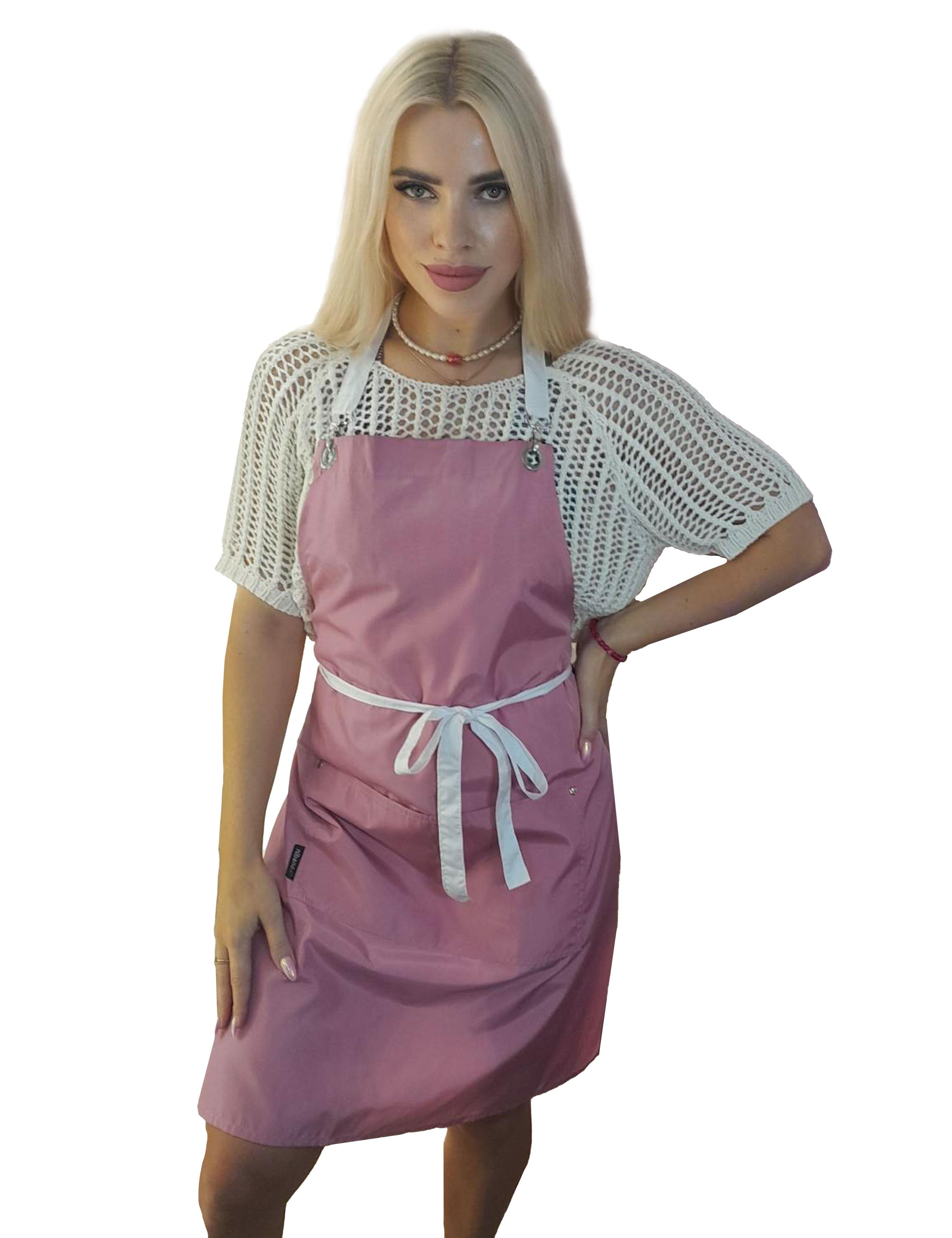 Waterproof bi-colour hairdressing apron with pockets, rose gold