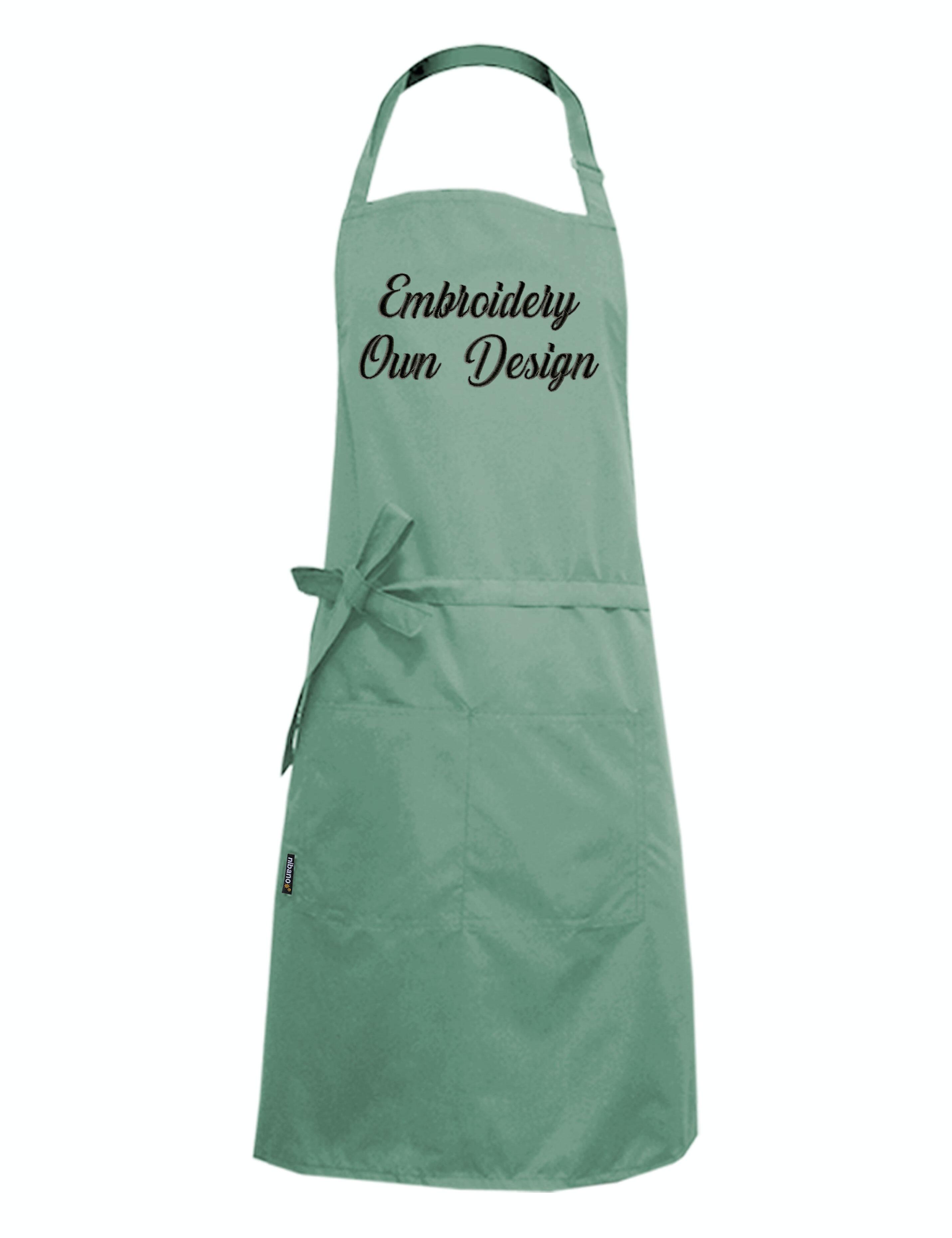 Nibano embroidered sage waterproof grooming and hair salon apron plus size