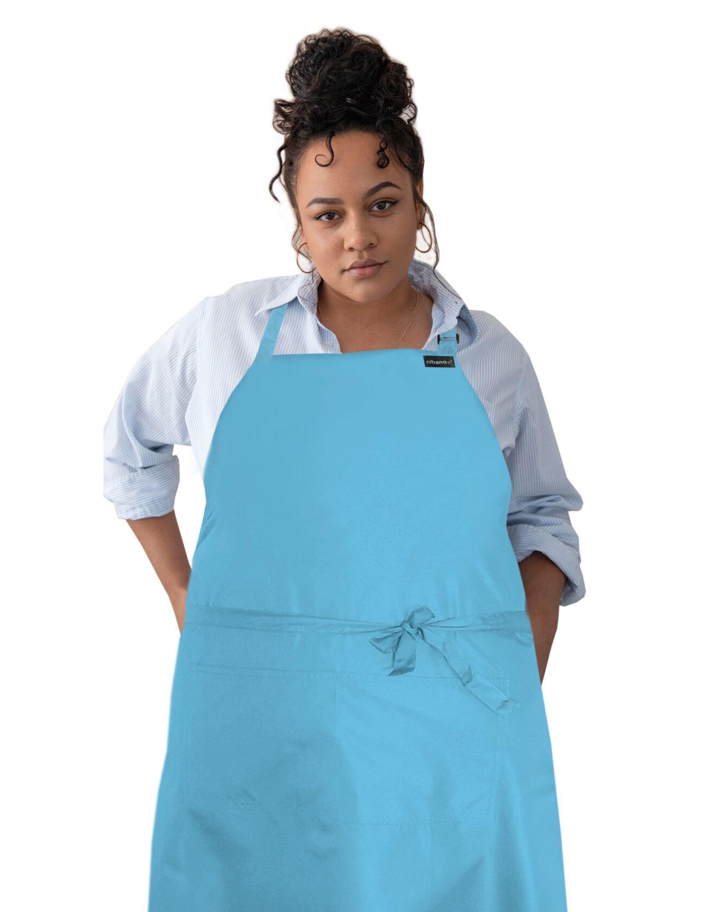Personalised embroidered aqua blue waterproof barber and salon apron