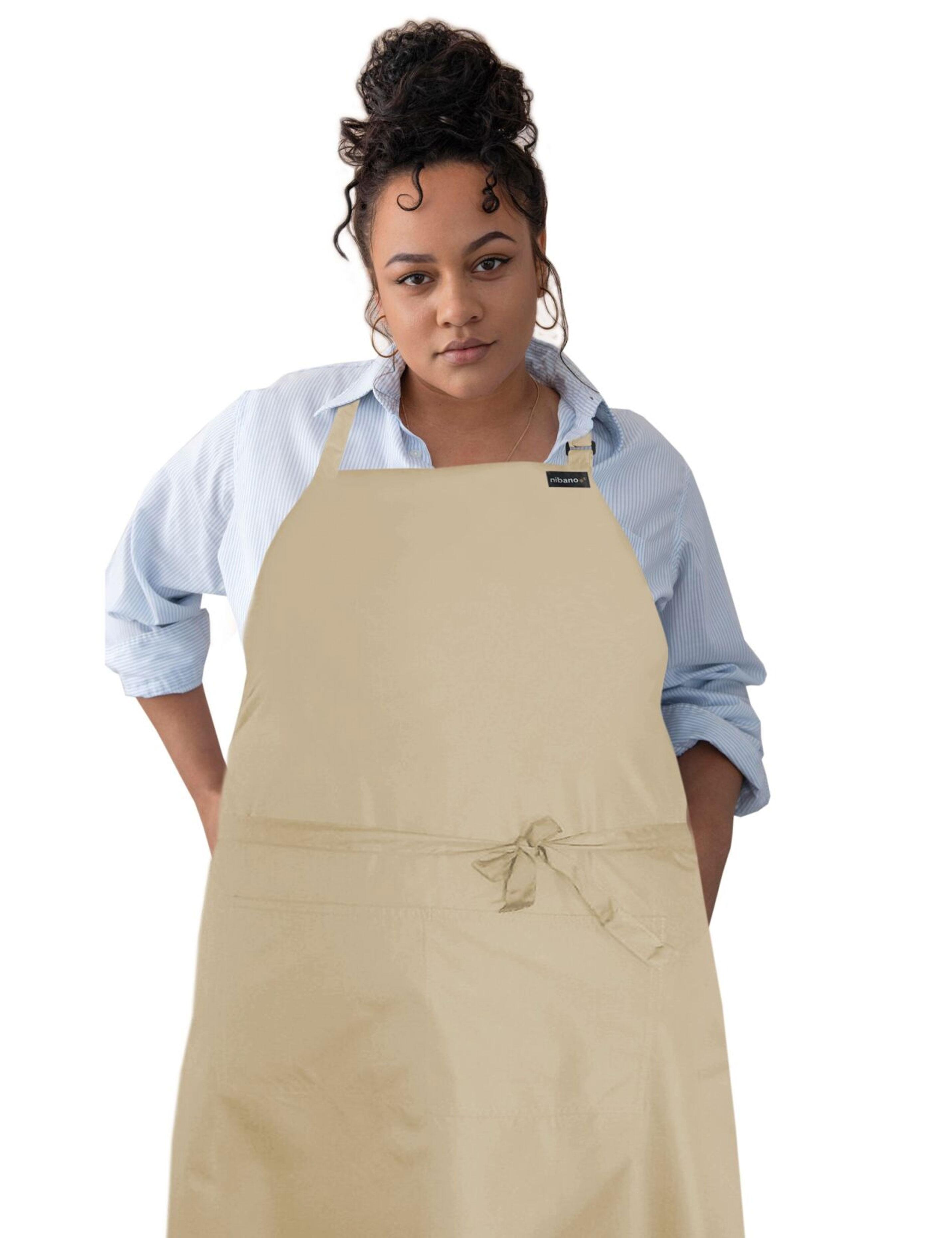 Personalised embroidered cream waterproof barber and salon apron