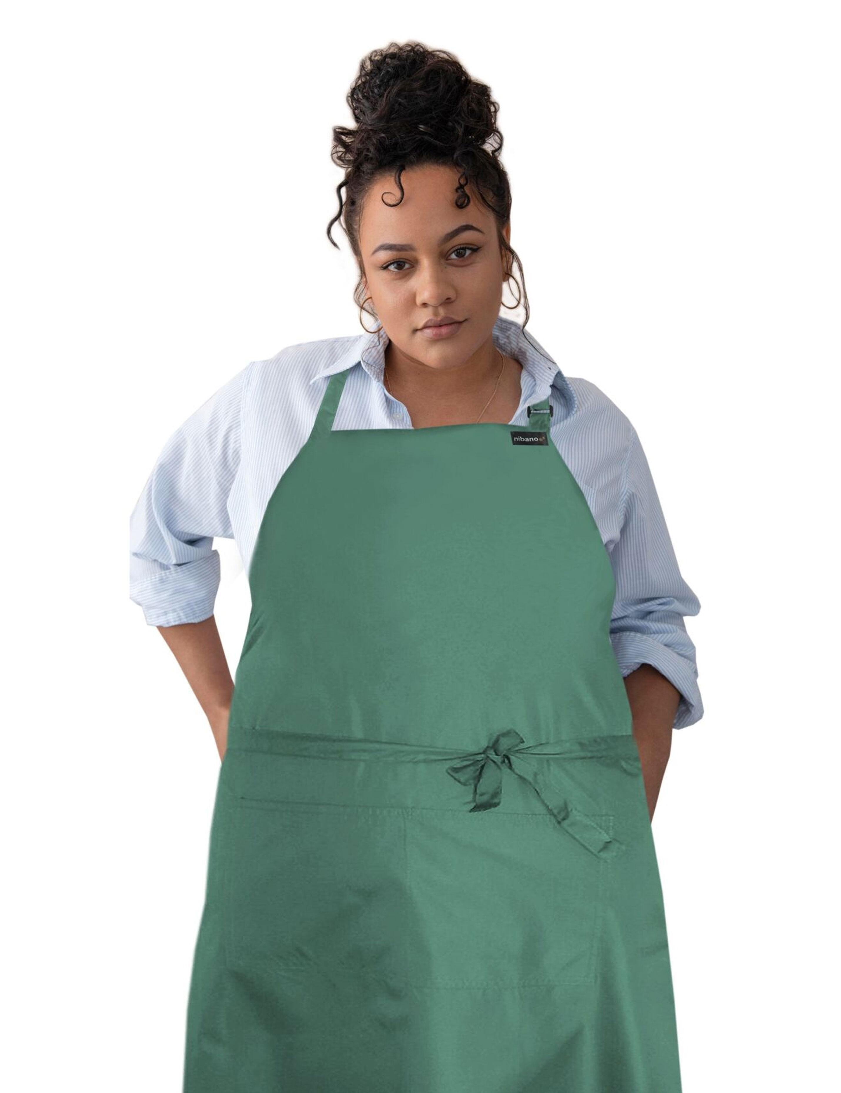 Personalised embroidered olive waterproof barber and salon apron