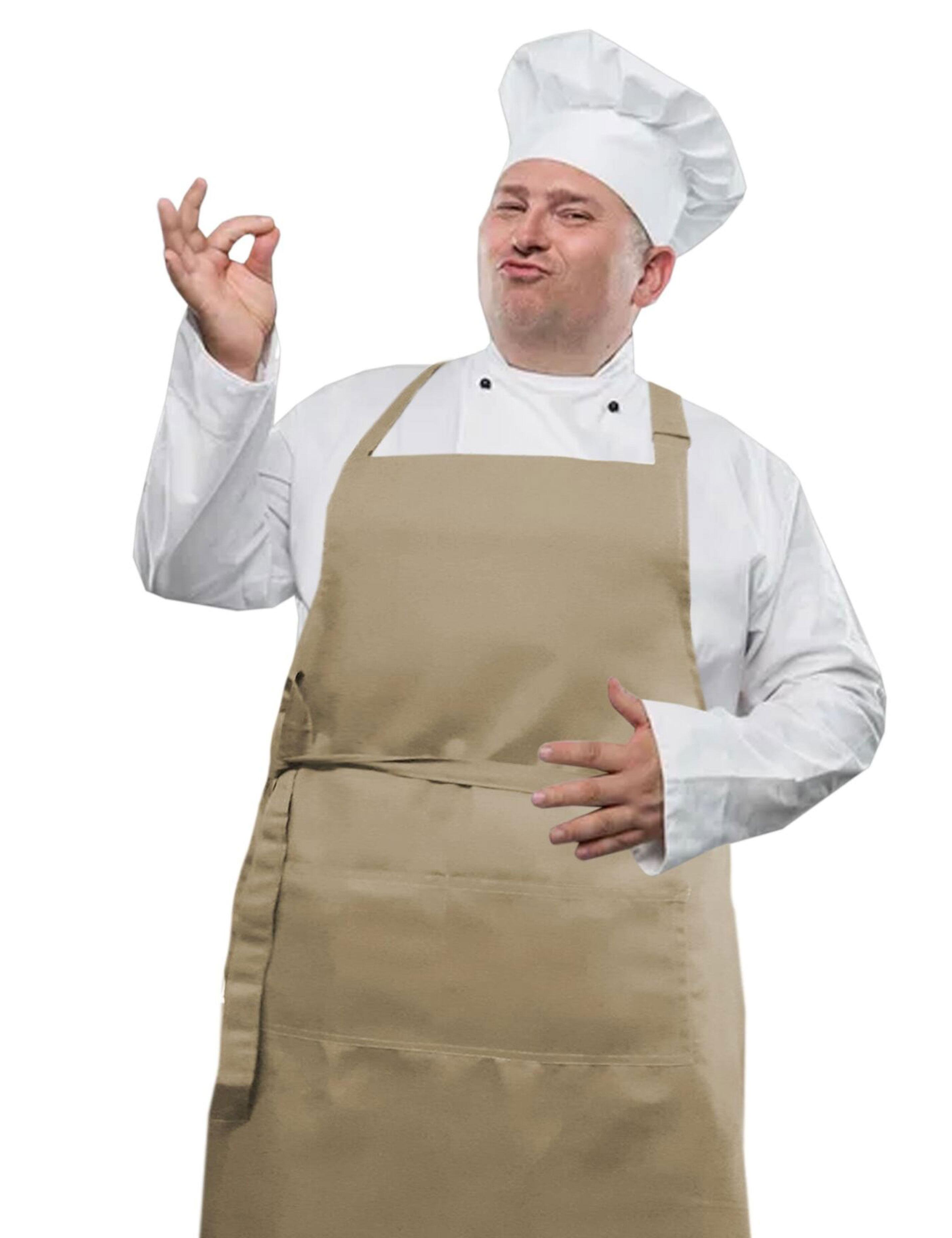 Embroidered Logo Plus Size Bib Apron Cappuccino