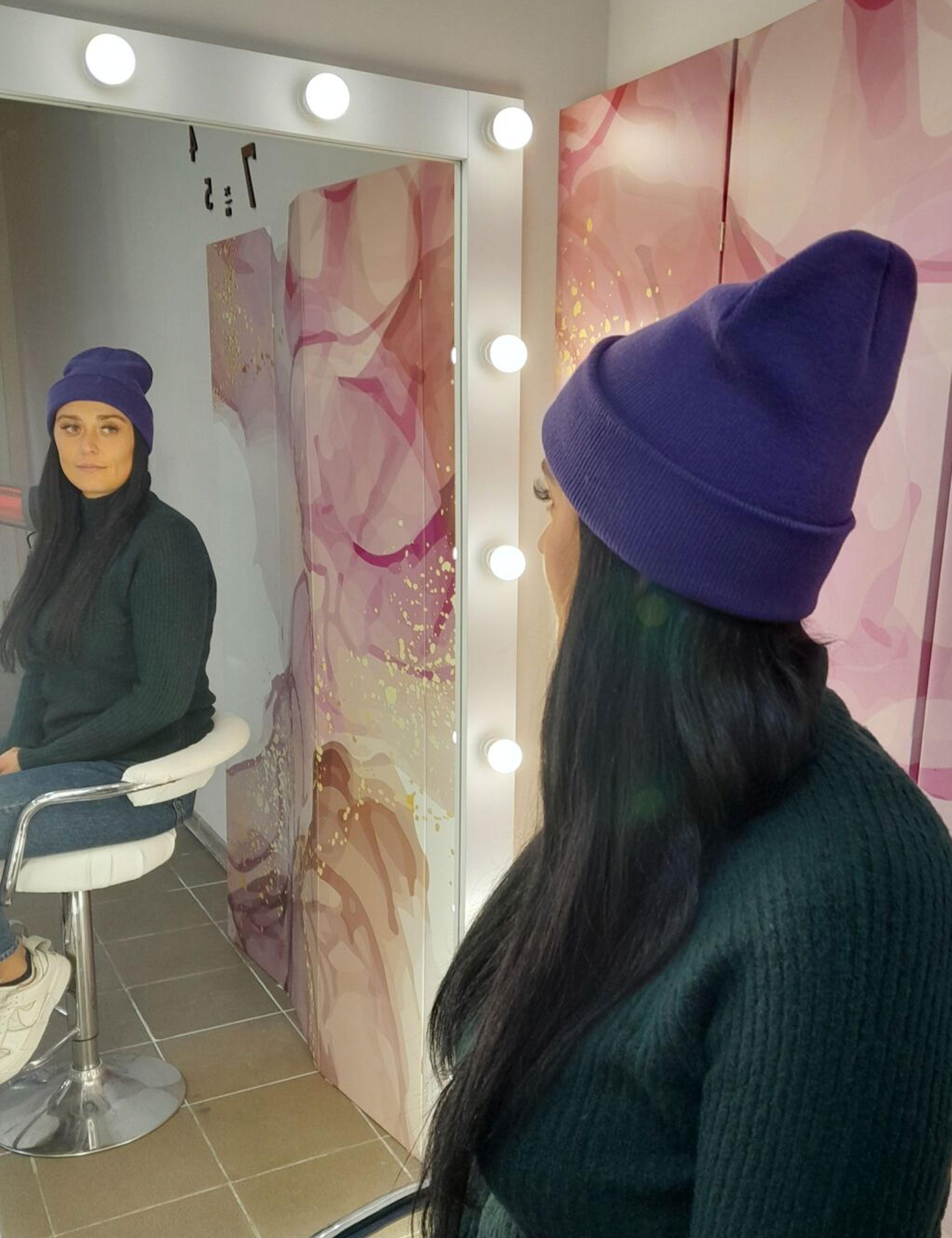 Stylish casual heather purple beanie
