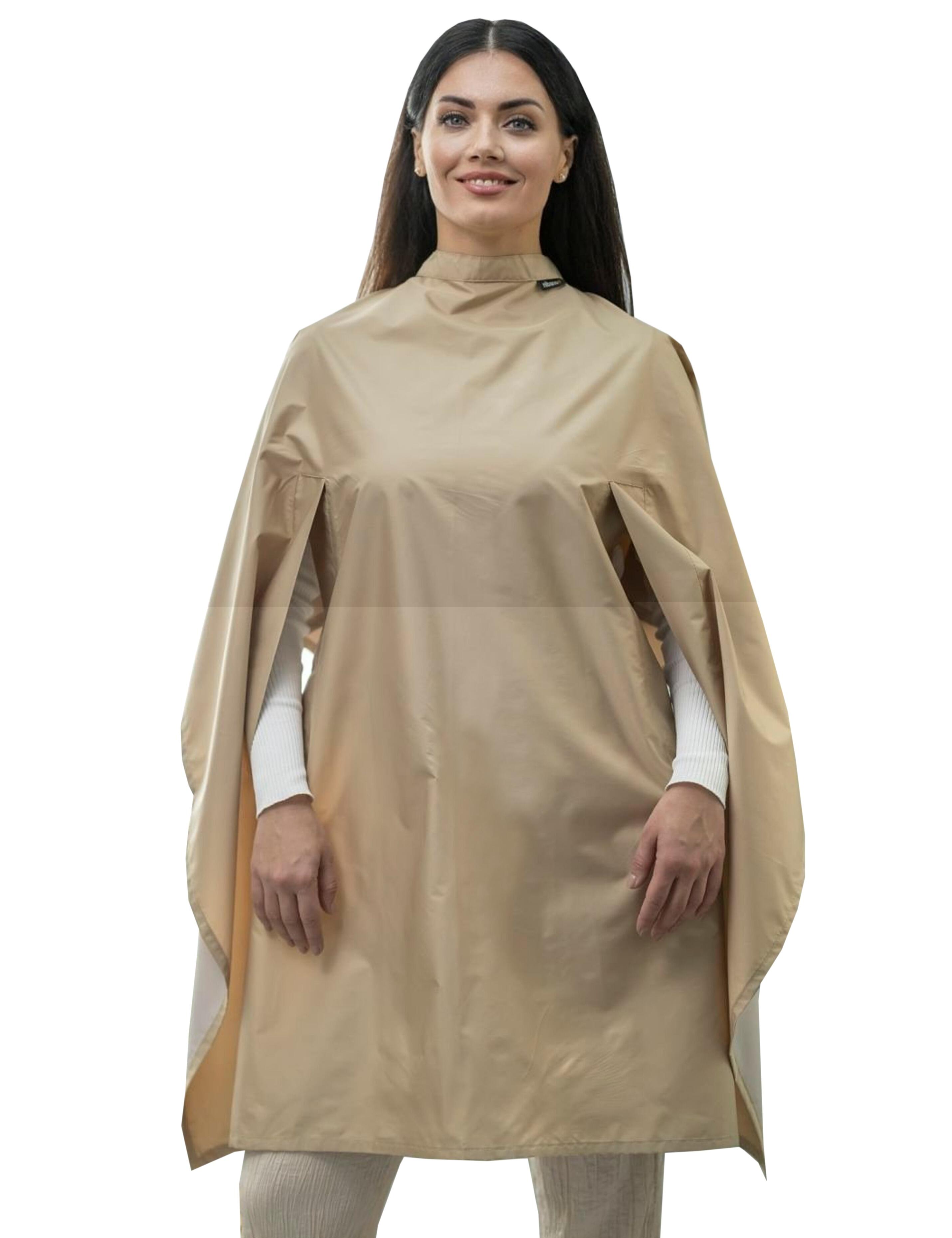 Waterproof gown for hairdressers cappuccino with hand slits