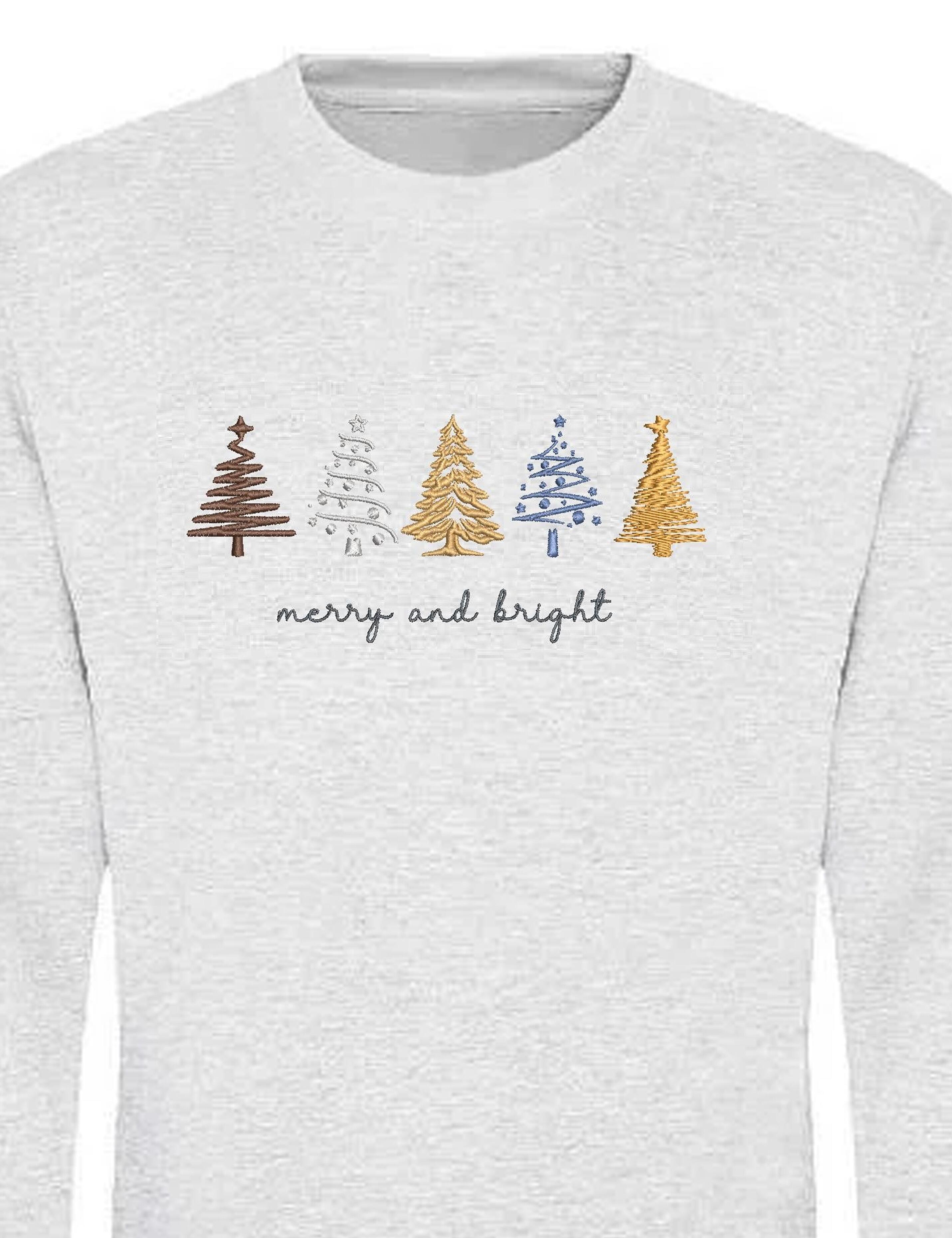 Personalised Heather Grey Merry and Bright Jumper with embroidery