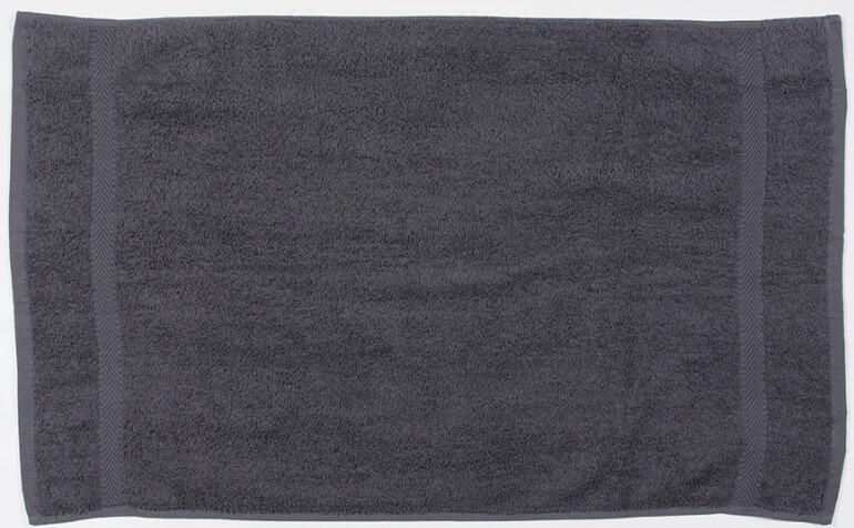 Custom embroidered dark grey hand towel with personalised logo or name made in Greenock UK