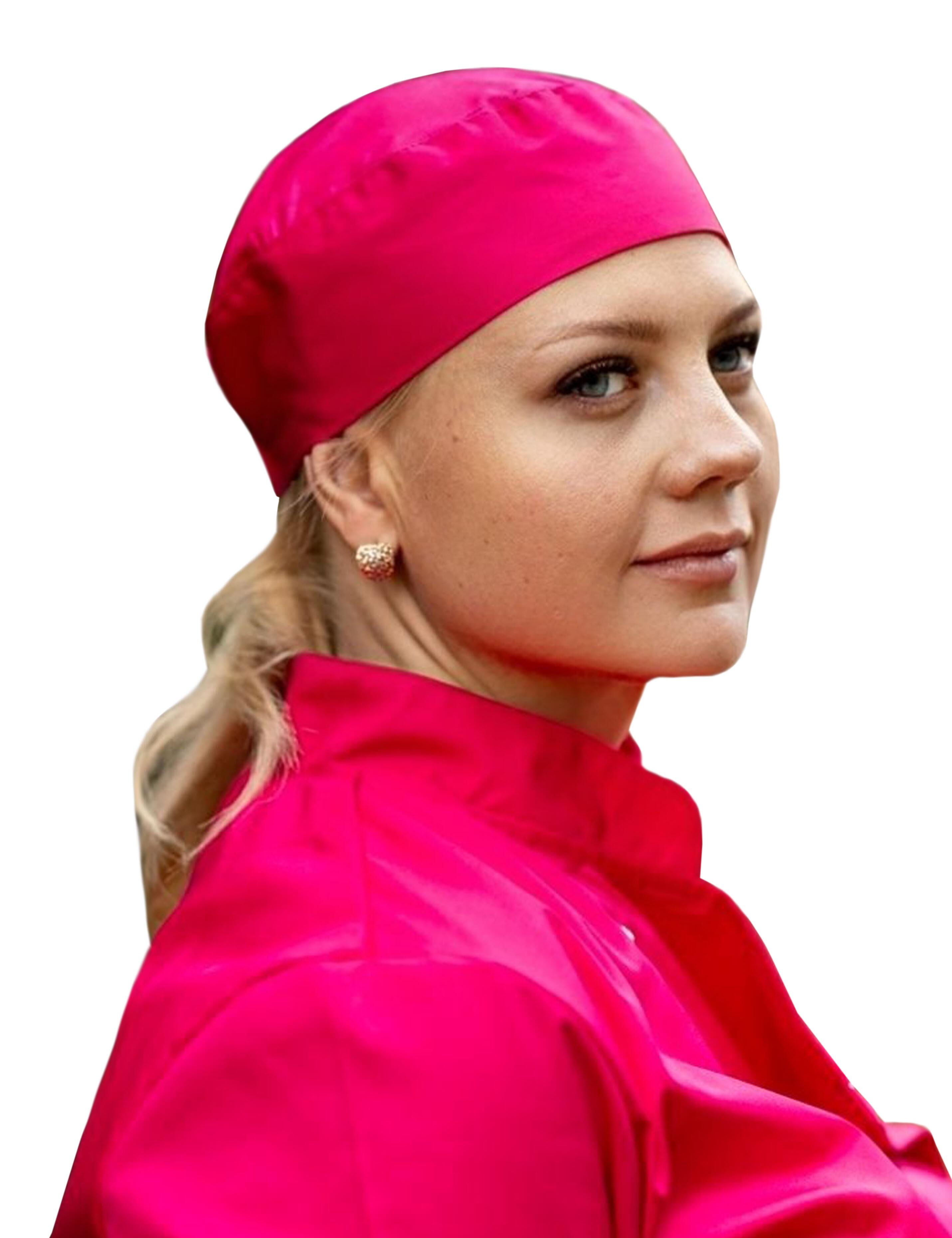 Hot Pink chef skull cap plain design front view