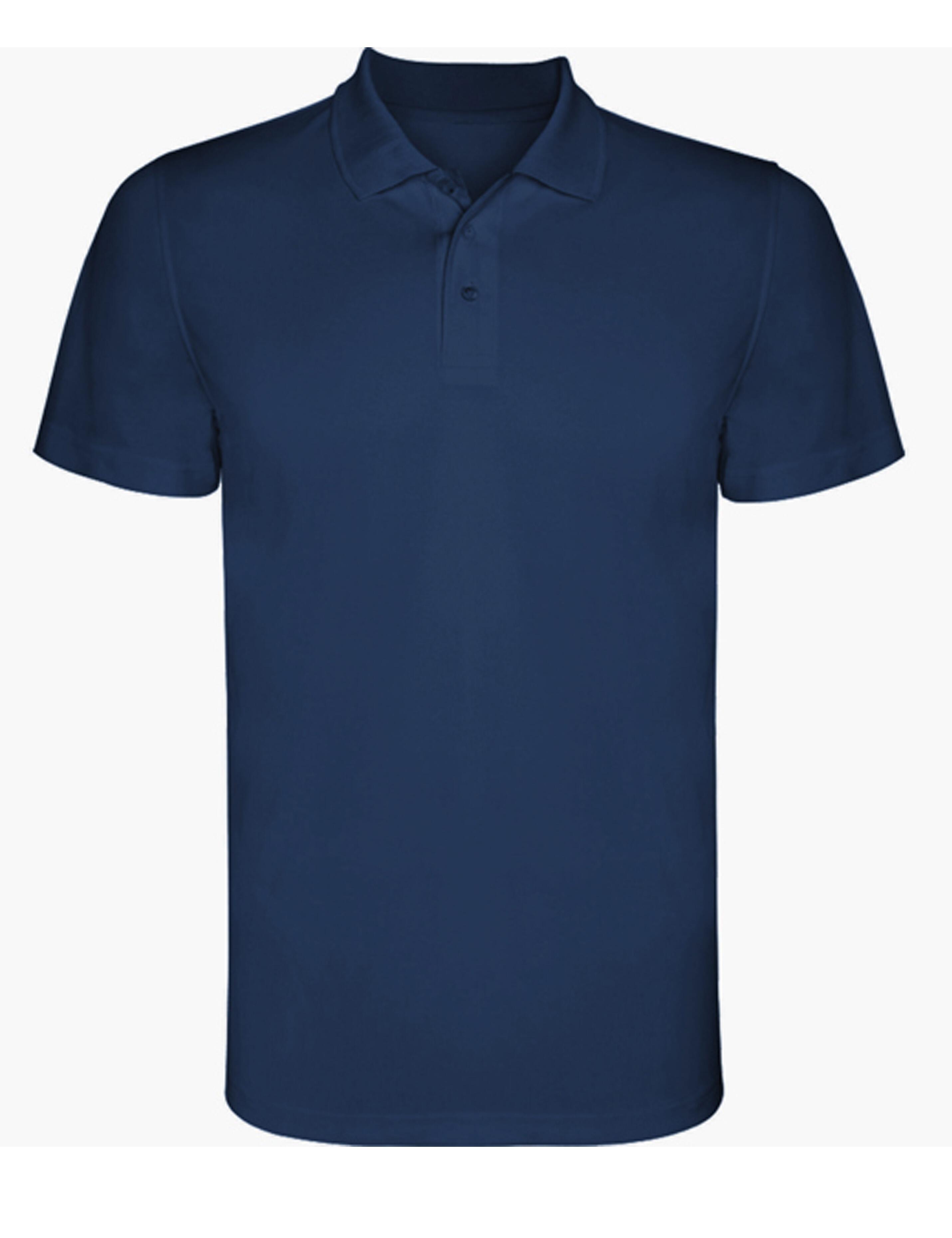 Plain navy moisture-wicking polo shirt unisex style