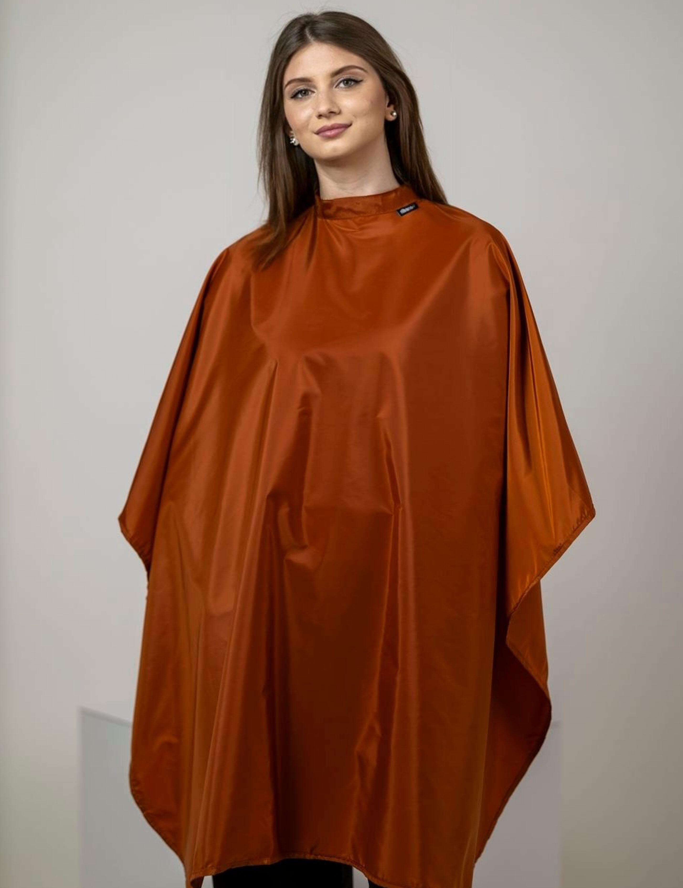 Elegant ginger biscuit hairdressing gown for salon professionals