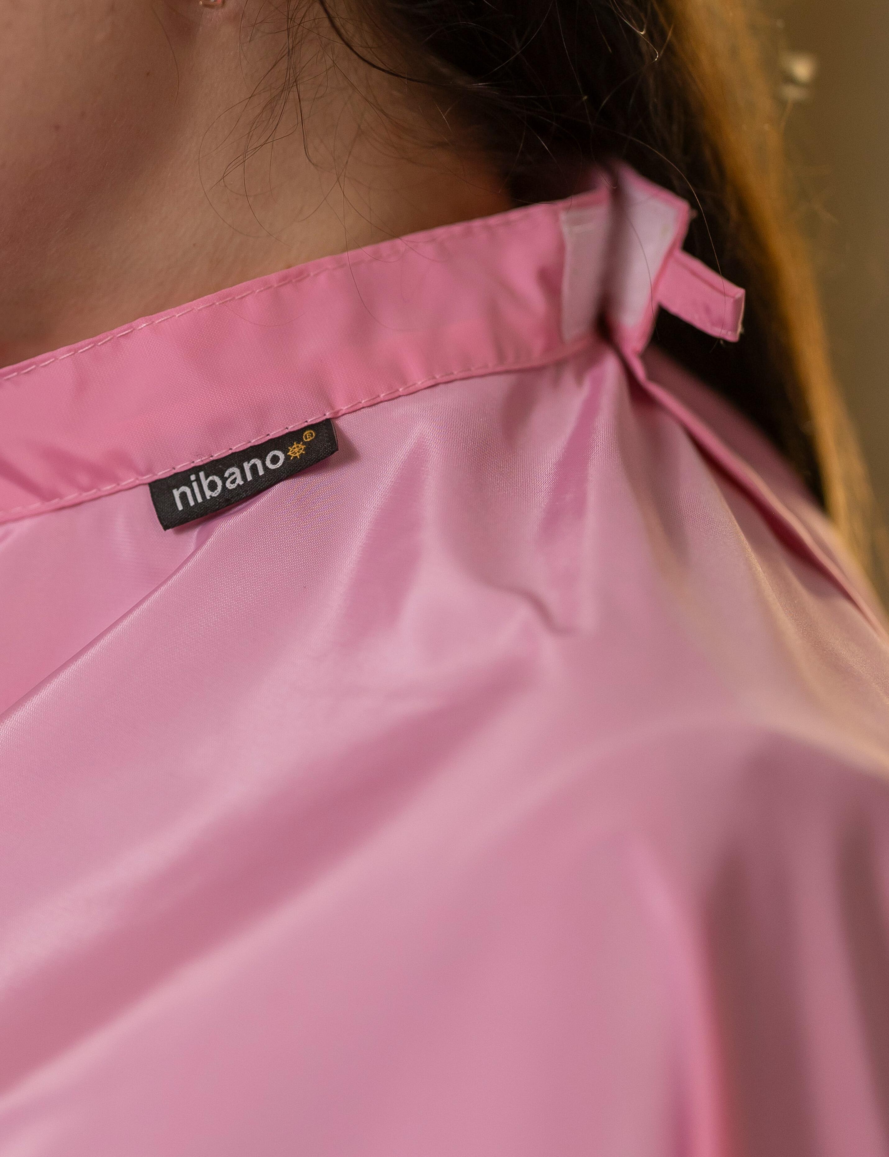 Barbie pink hairdressing gown with hand slits for beauty salon use