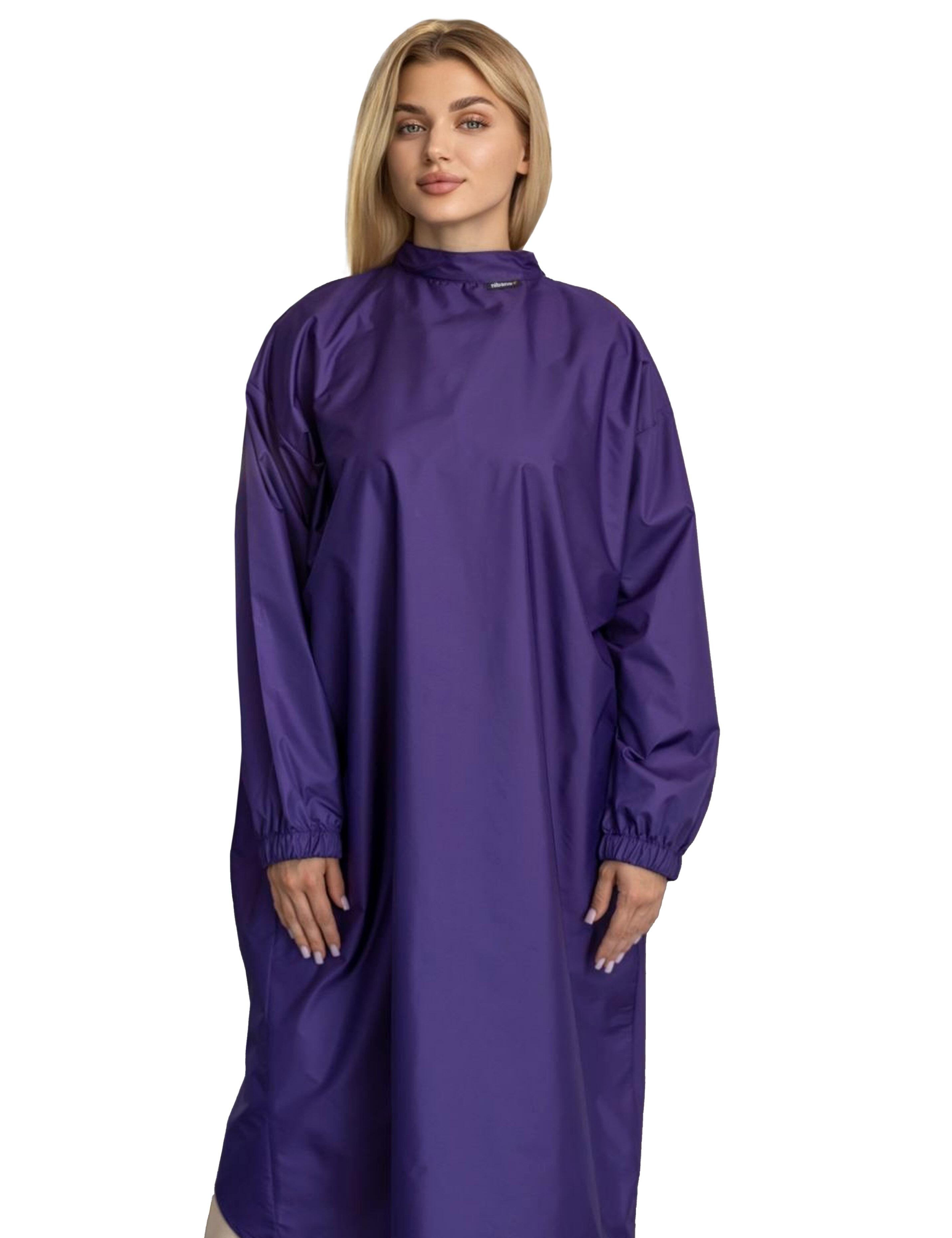 Purple Professional Salon Gown with Sleeves for Hairdressers