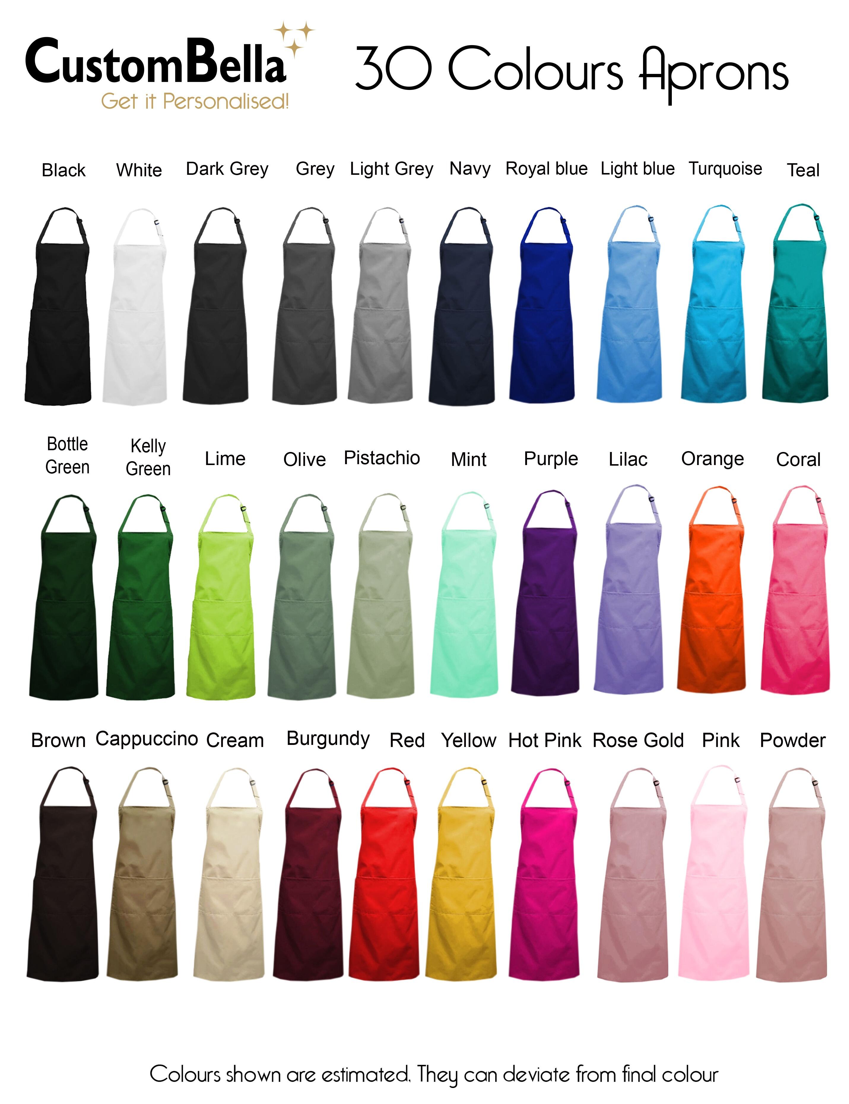 Grey mid-length polycotton bib apron printed logo personalised