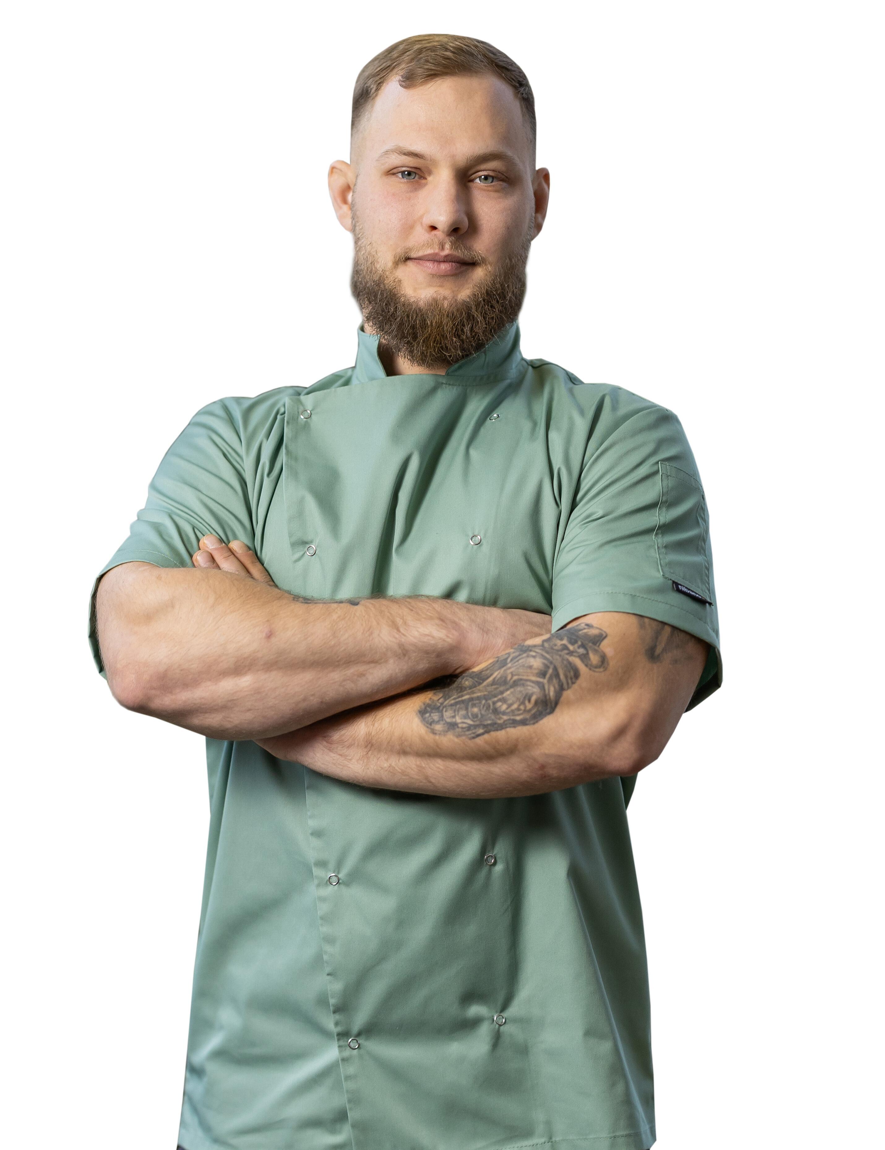 Embroidered Executive Chef Jacket Olive colour