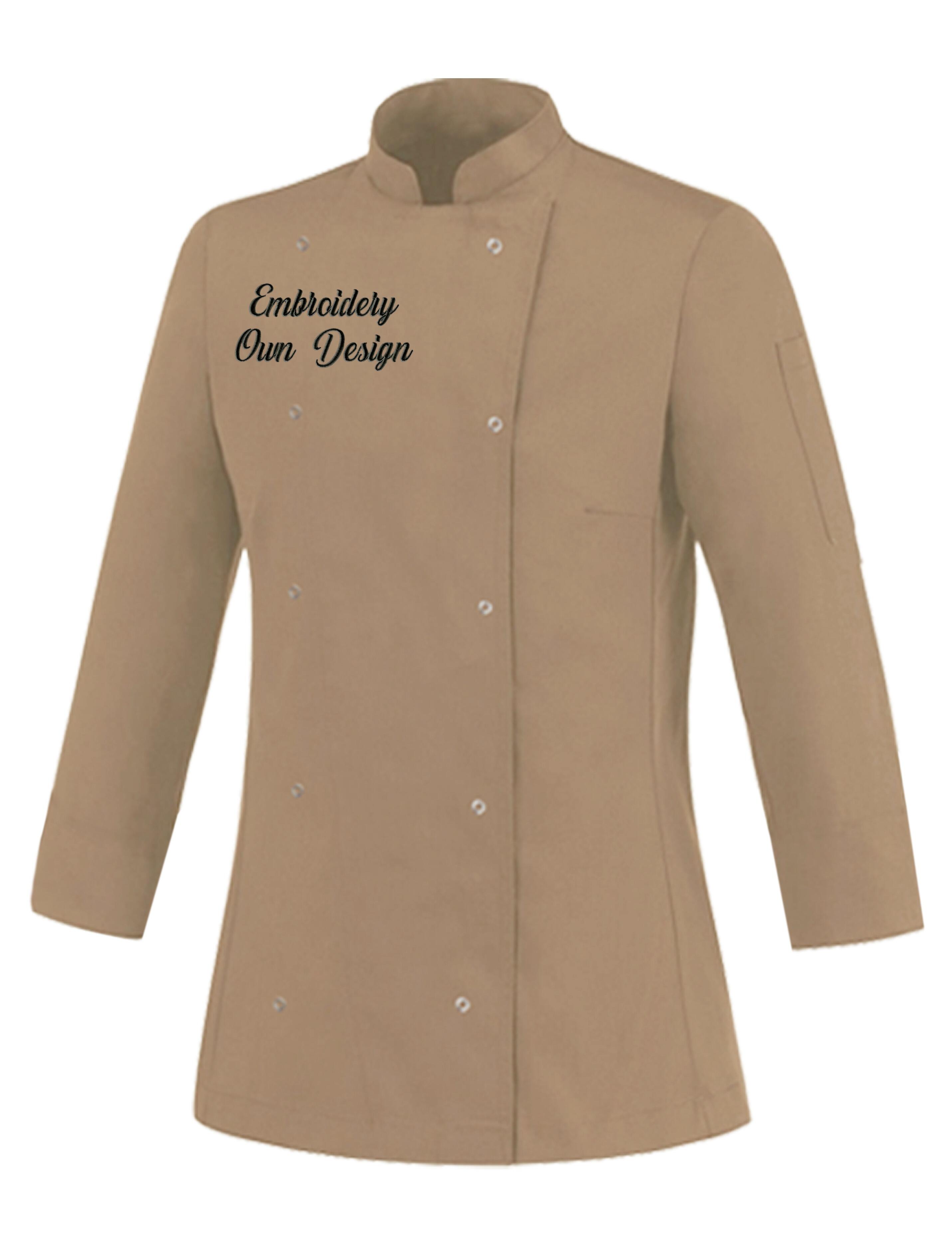 Personalised Women's Long Sleeve Chef's Jacket cappuccino with embroidery