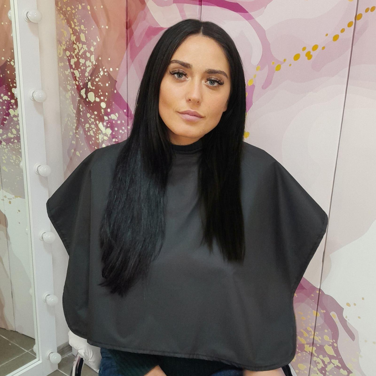 Printed waterproof makeup cape Black with your logo