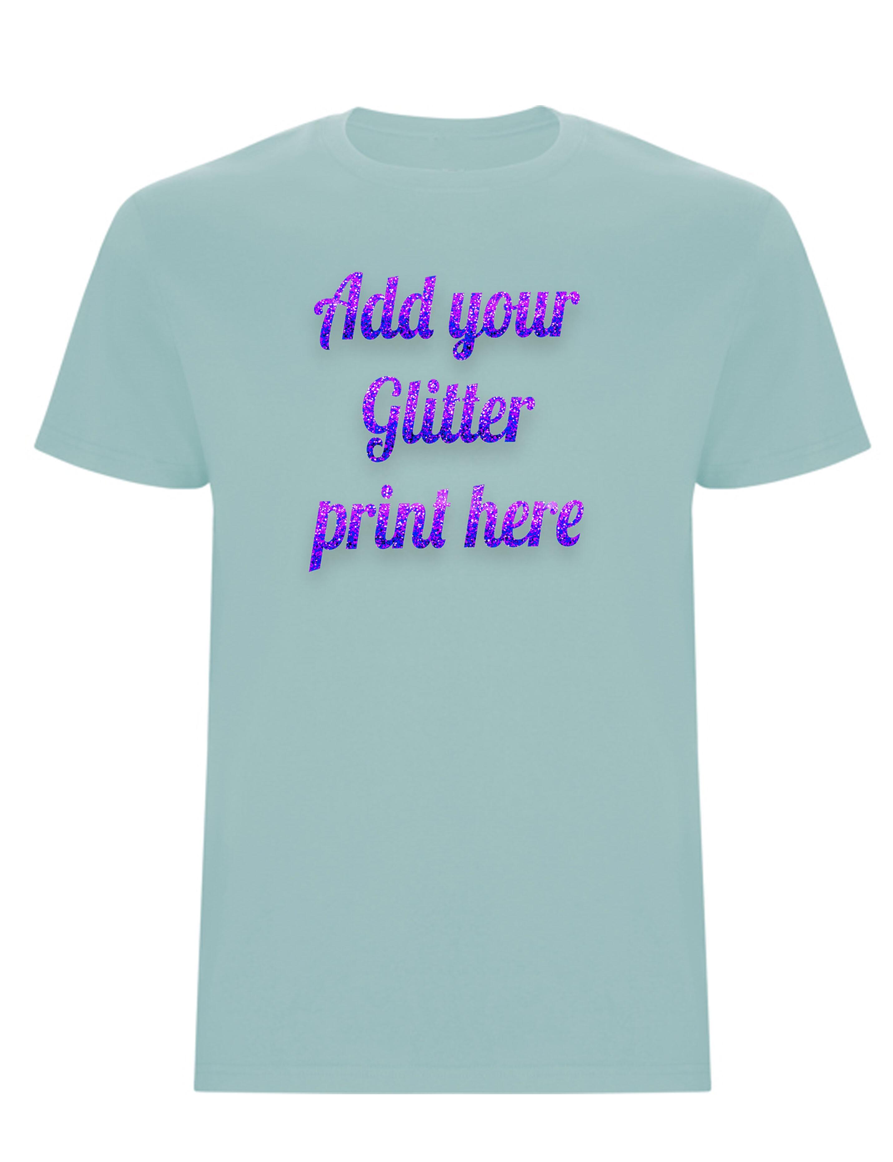 Custom Heavyweight Kids T-Shirt Washed Blue with Glitter Print