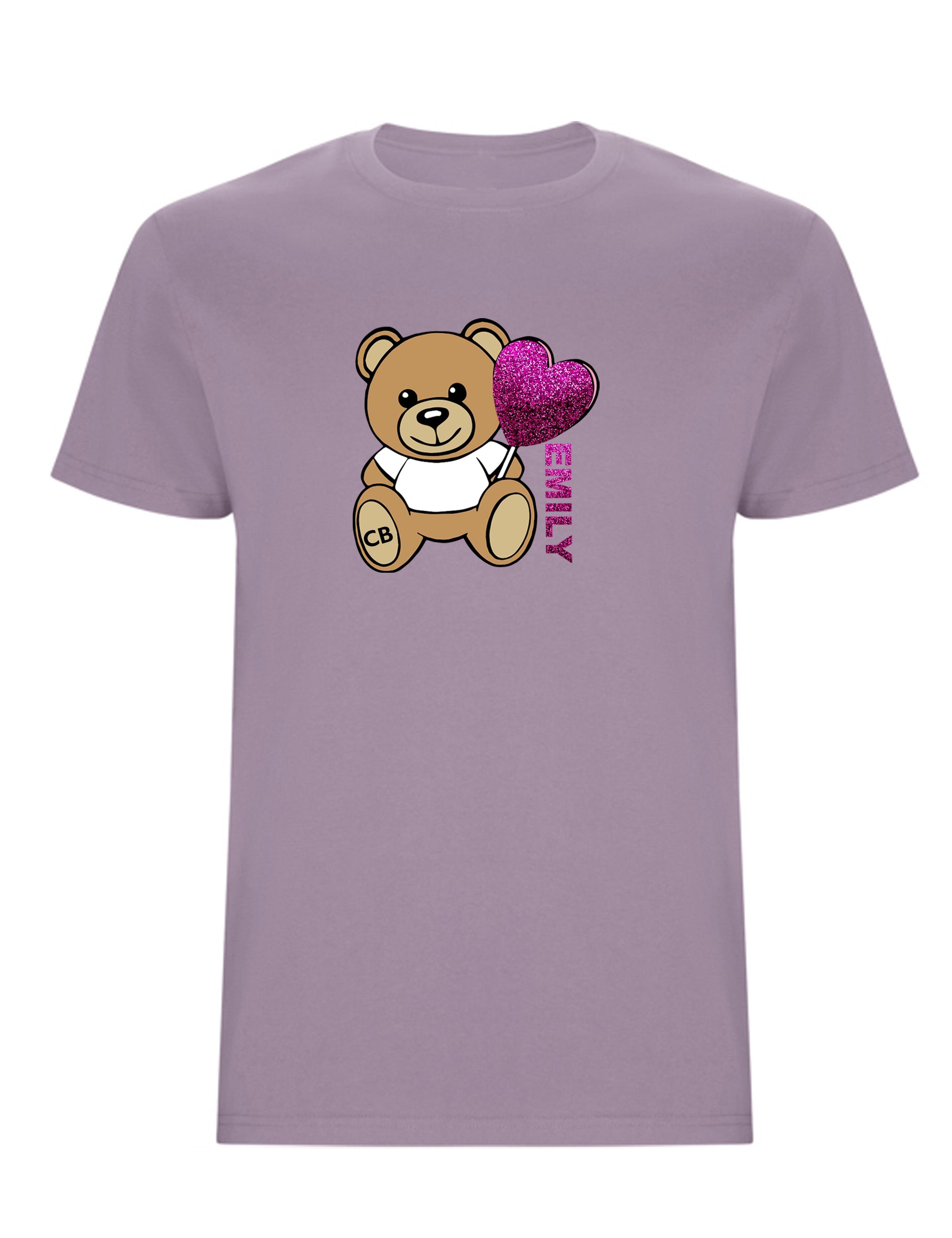 Personalised Kids Bear T-Shirt Lilac