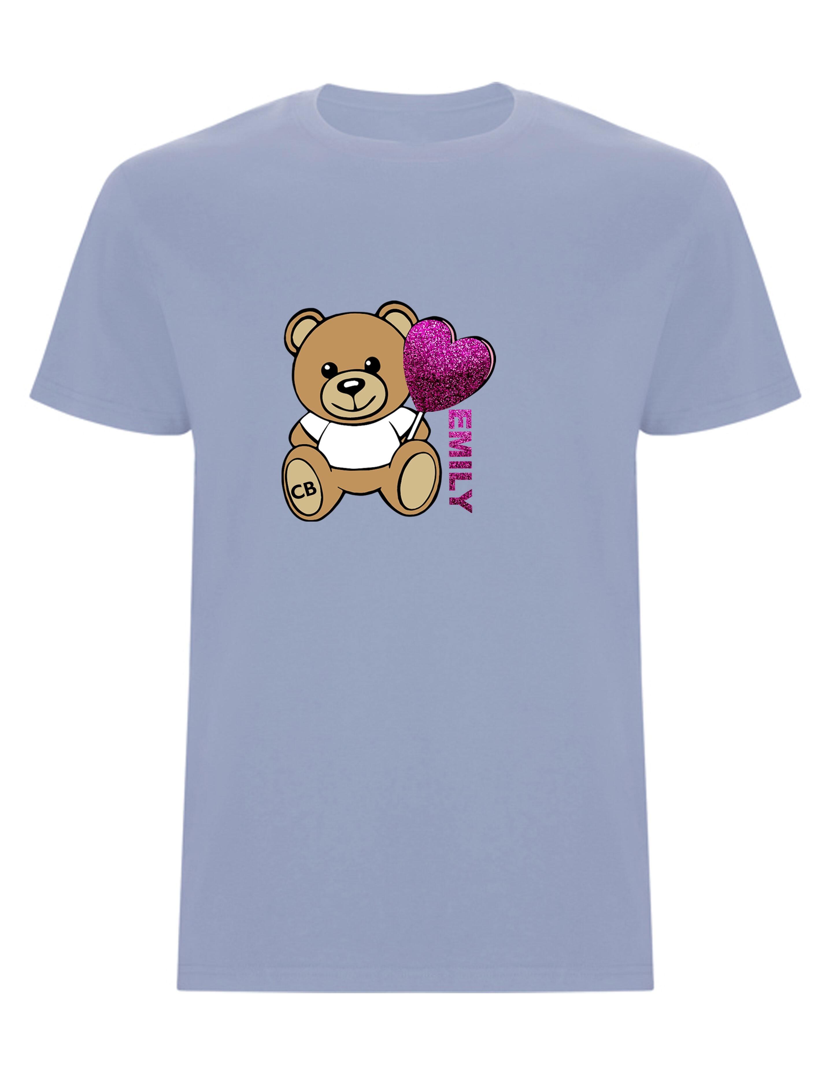Custom Kids Bear T-Shirt Zen Blue