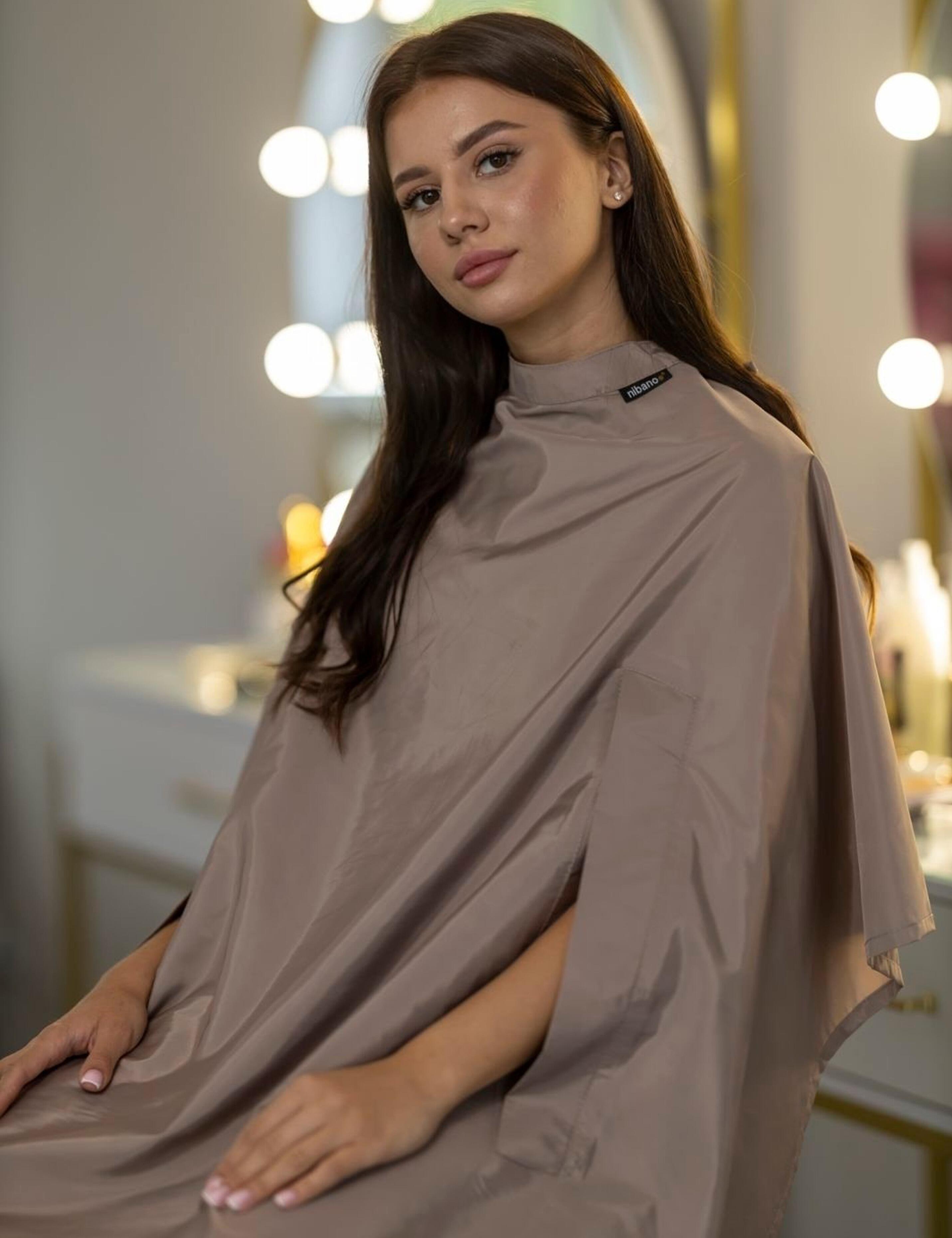 Professional Hair salon gown with hand slits latte