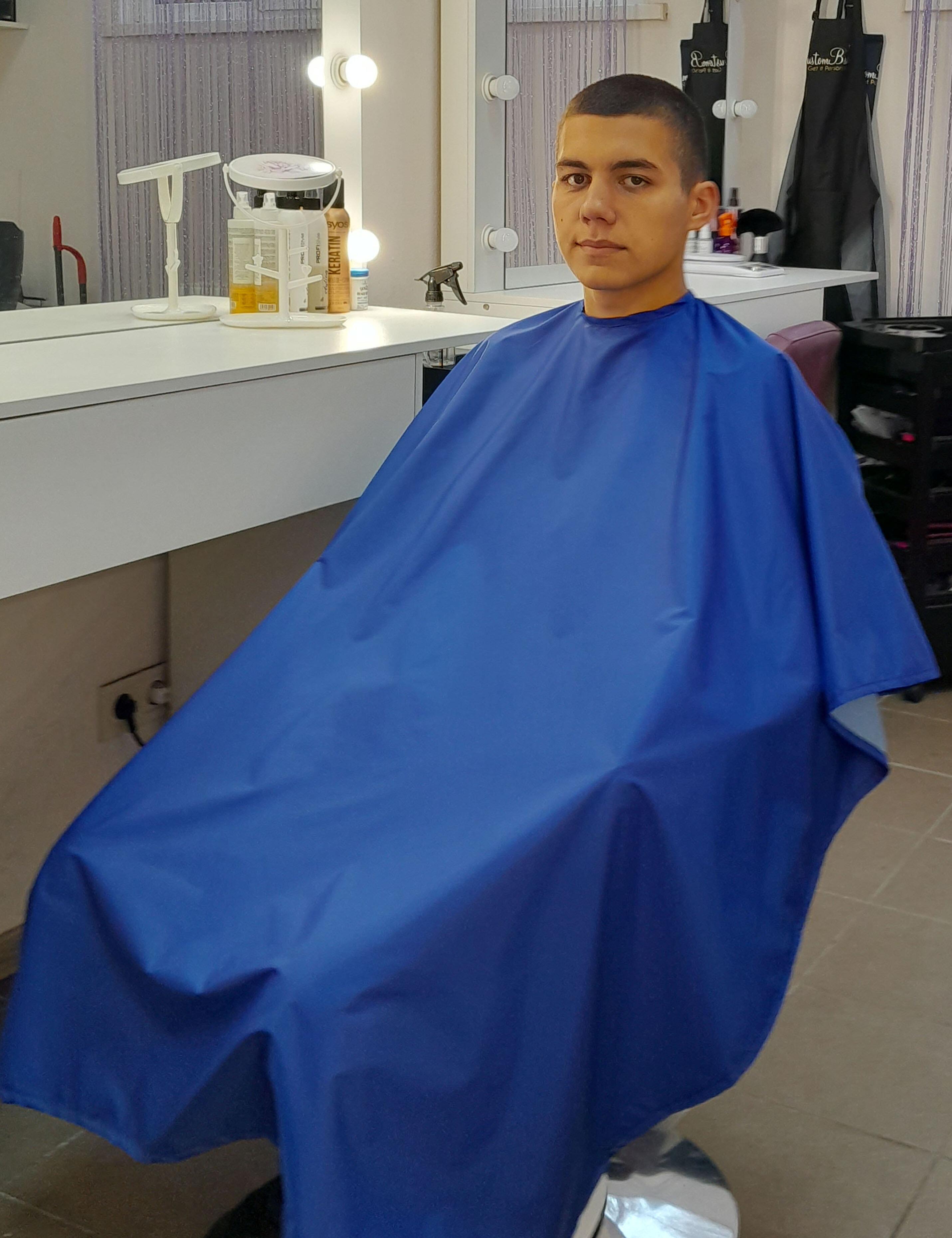 Professional Barber cape royal blue