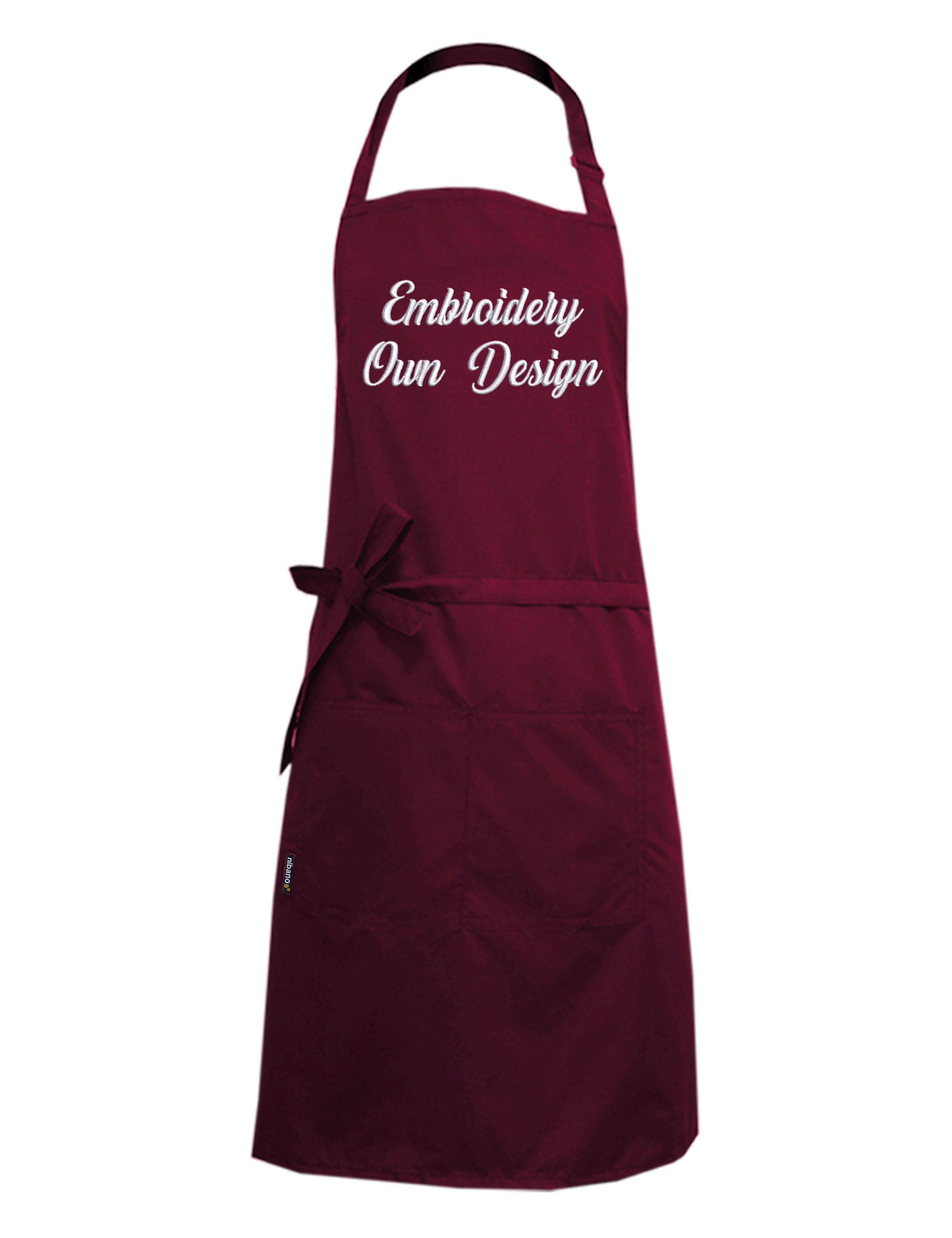 Nibano embroidered burgundy waterproof grooming and hair salon apron plus size