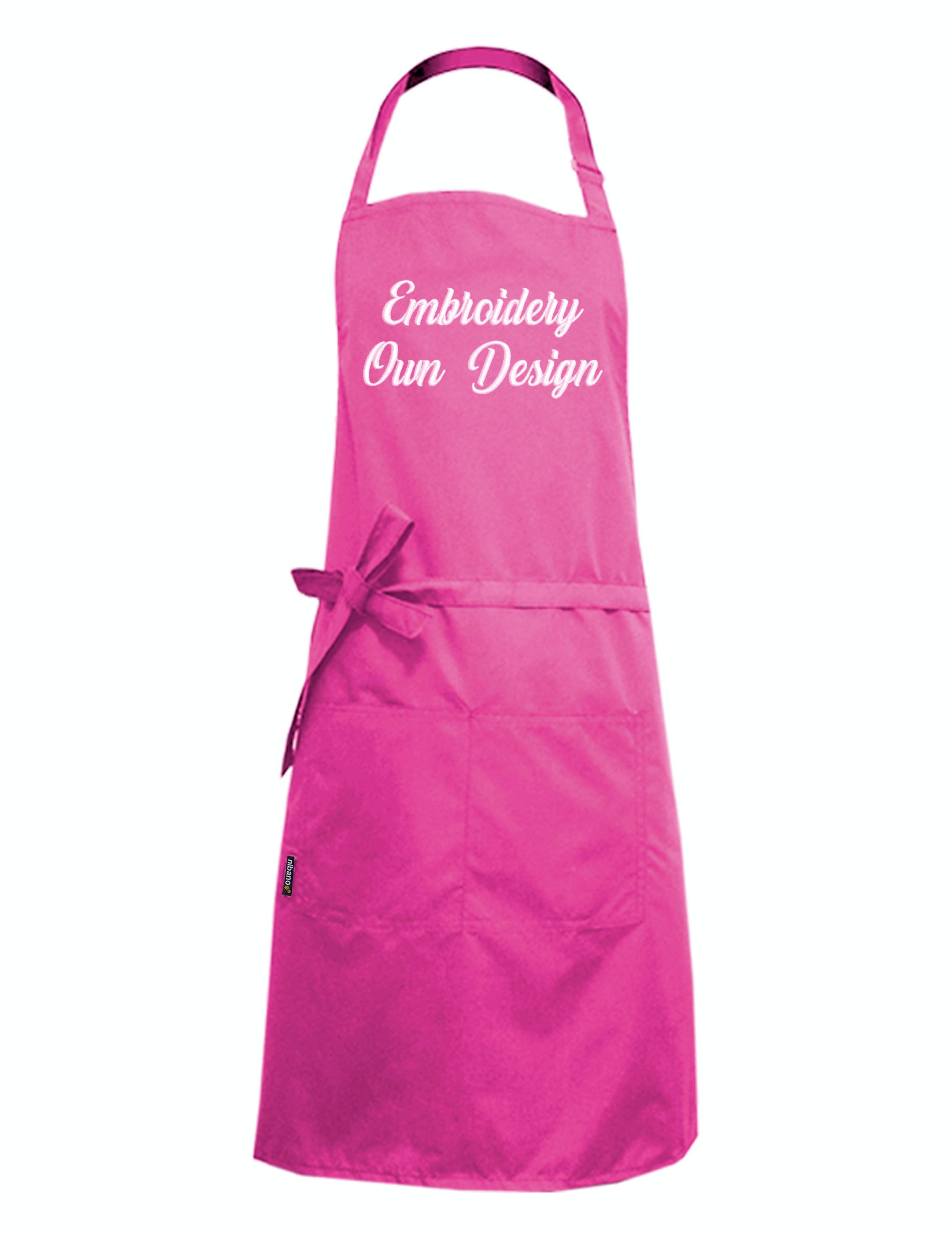Nibano embroidered hot pink waterproof grooming and hair salon apron plus size