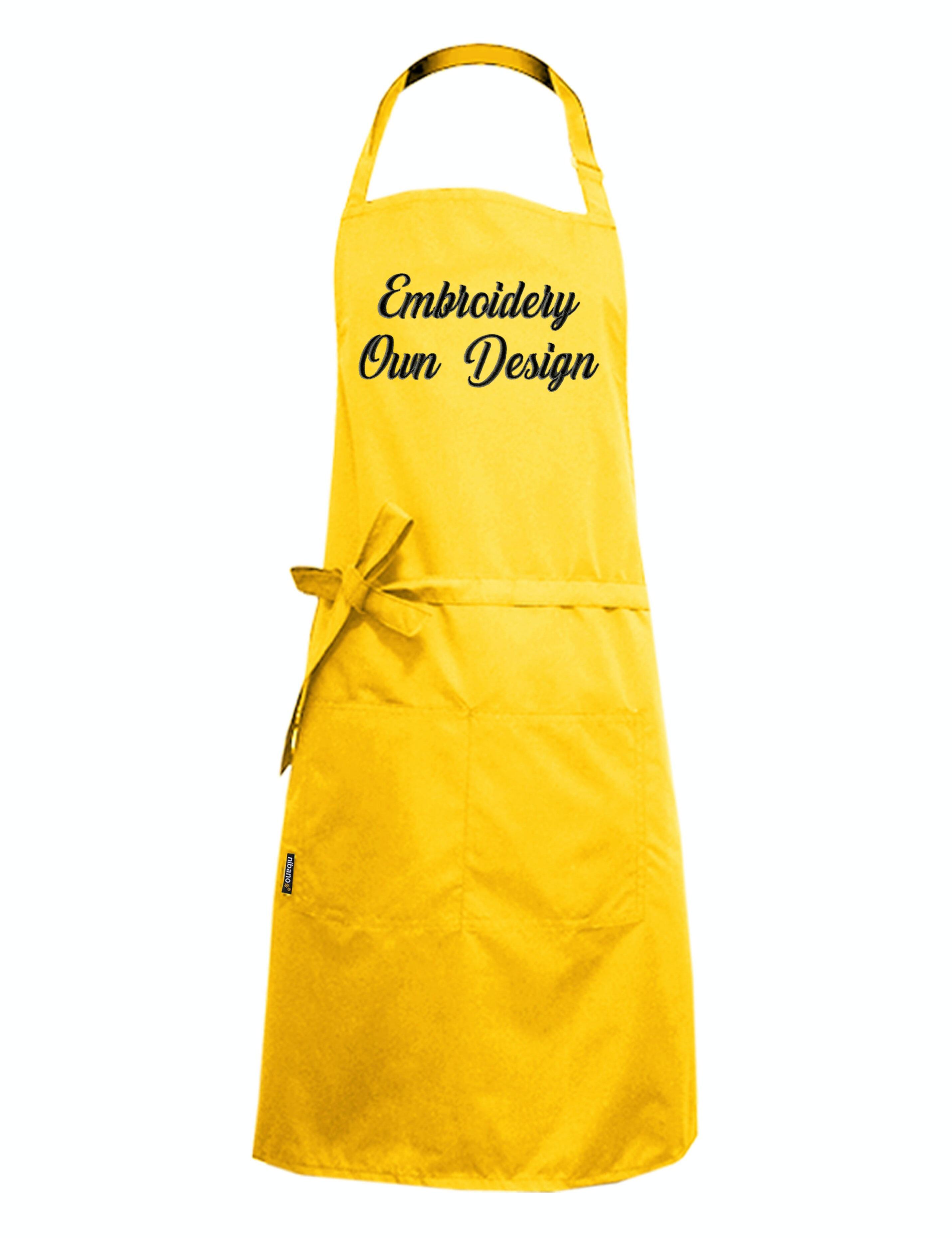 Nibano embroidered yellow waterproof grooming and hair salon apron plus size