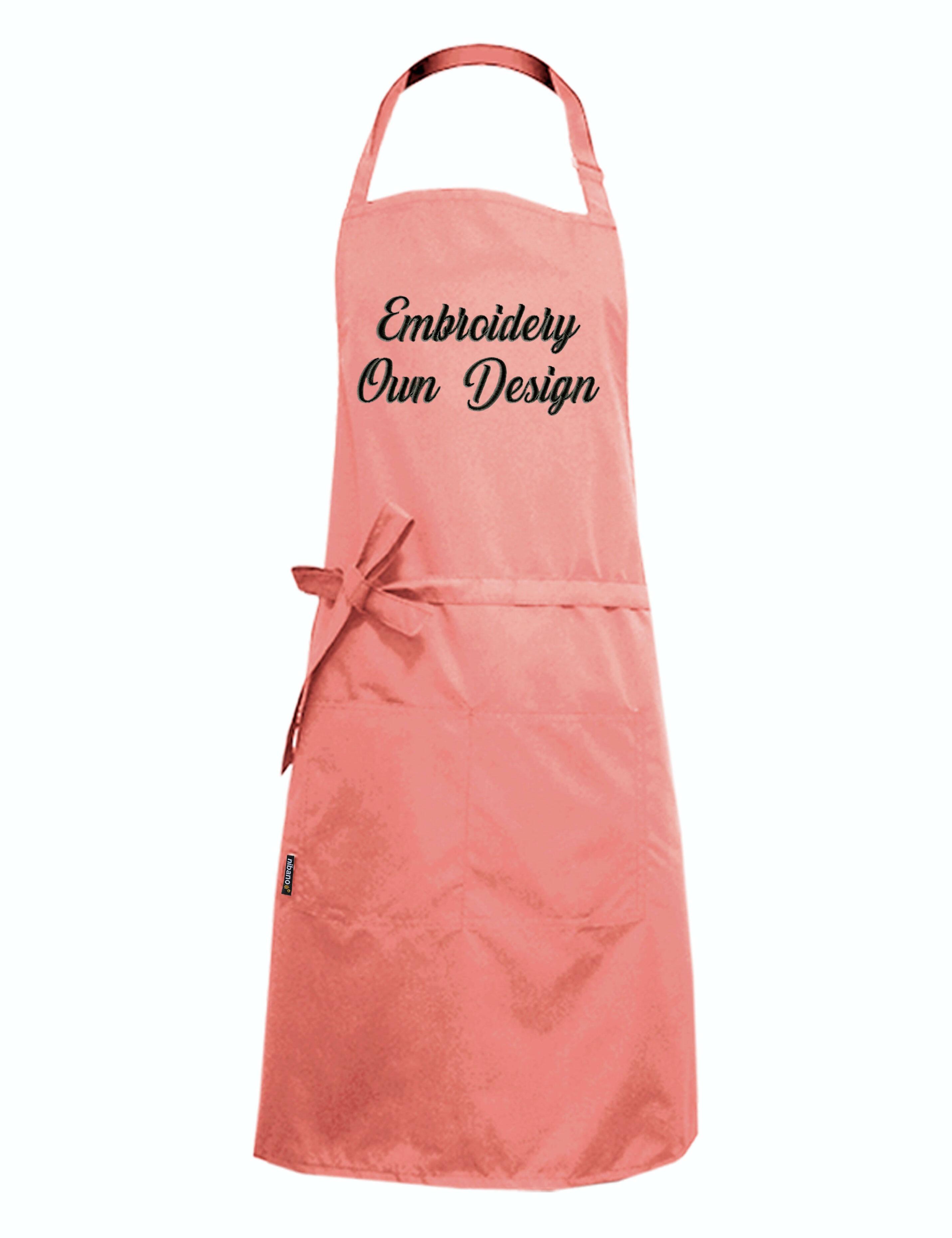 Nibano embroidered peach waterproof grooming and hair salon apron plus size