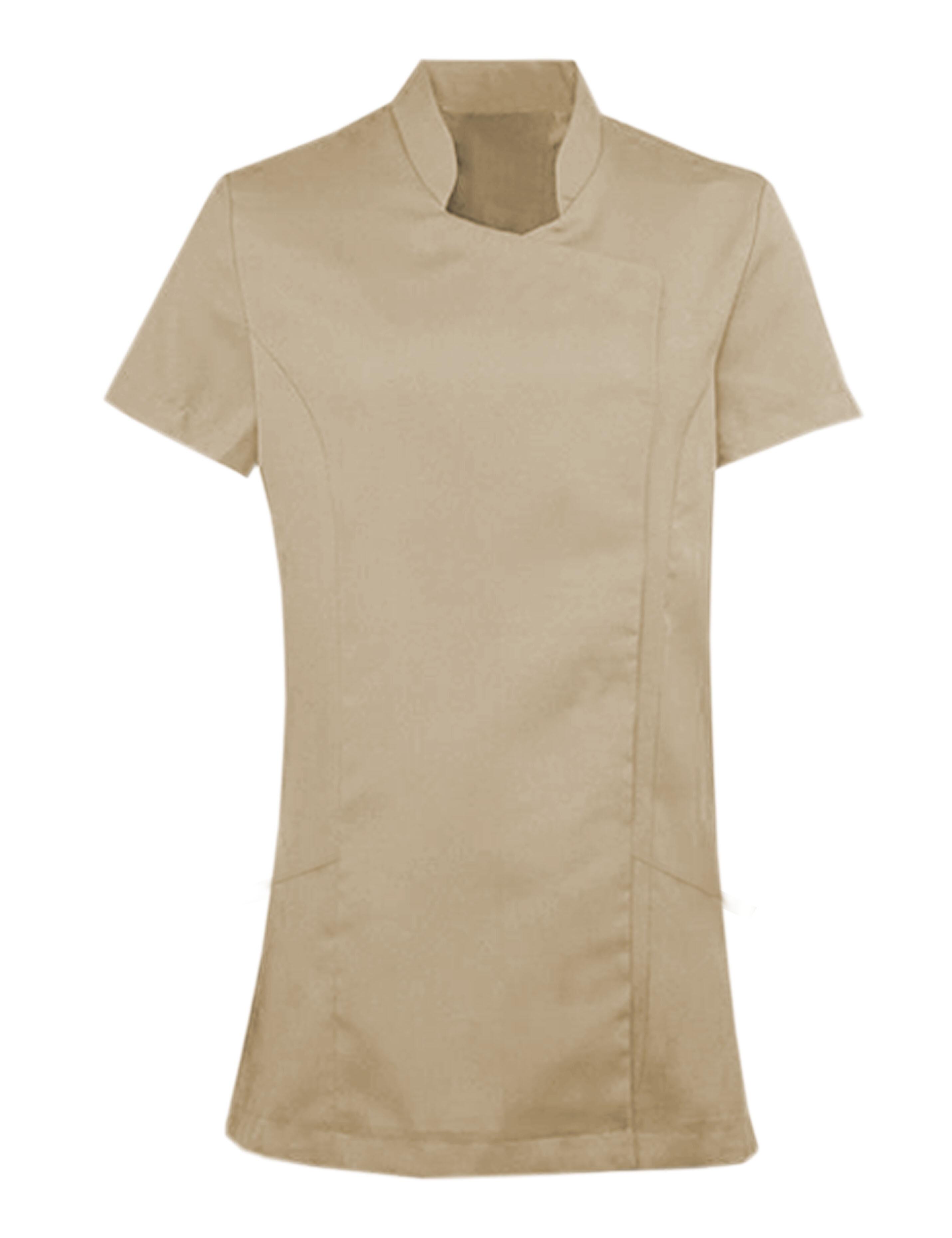 Nibano Women’s Short Sleeve Beauty Tunic with Pockets Beige