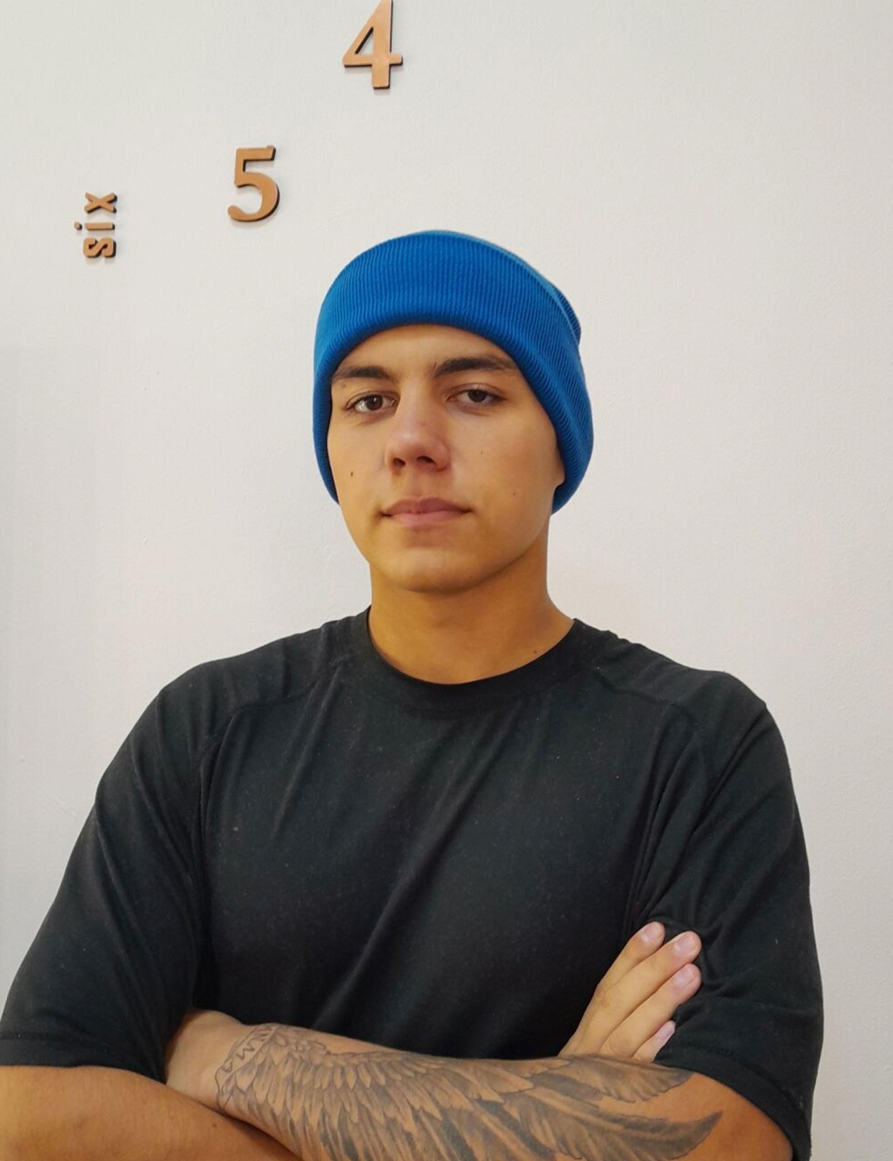 Original sapphire blue beanie hat