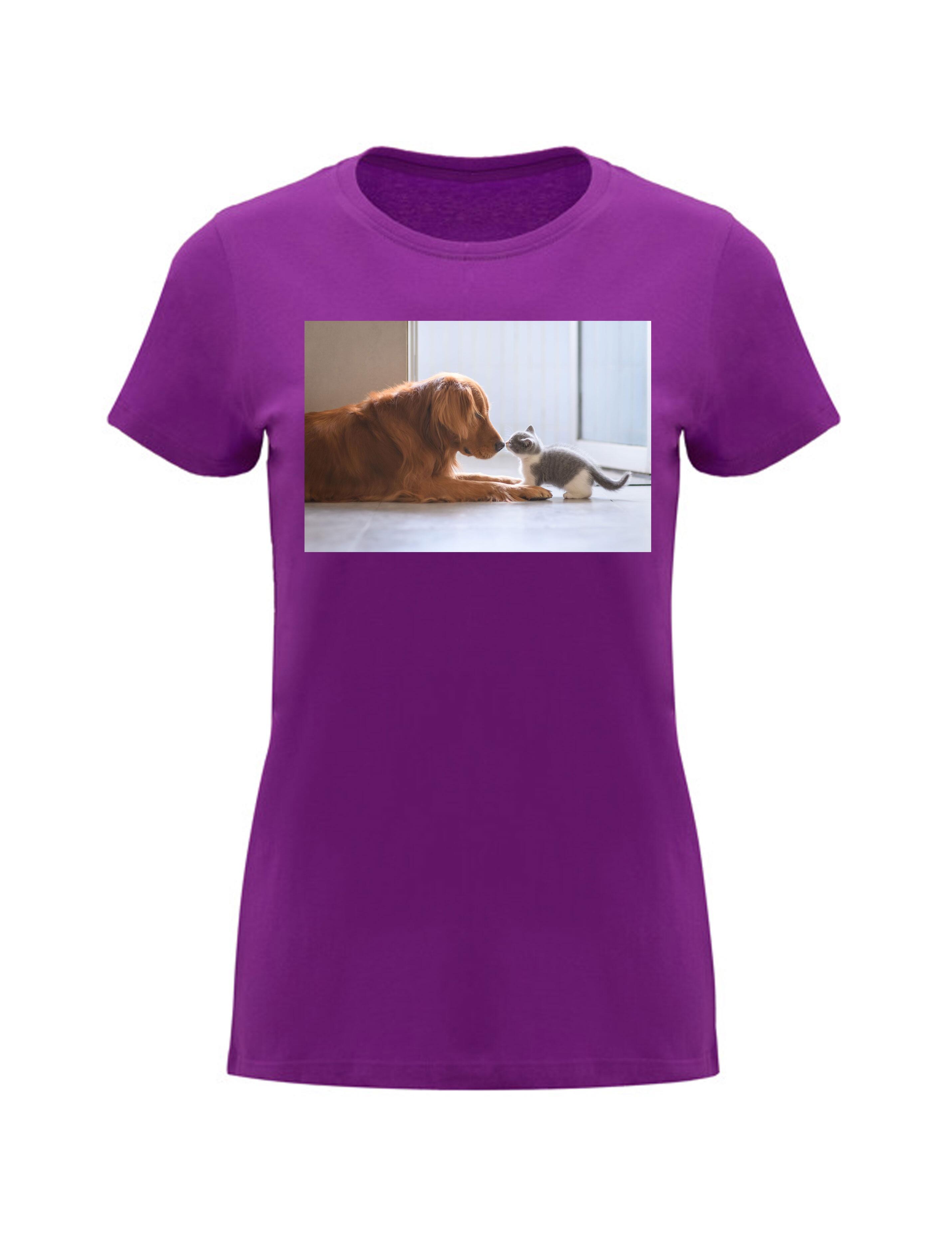 Photo Printed Heavyweight Women's Short Sleeve T-Shirt Purple