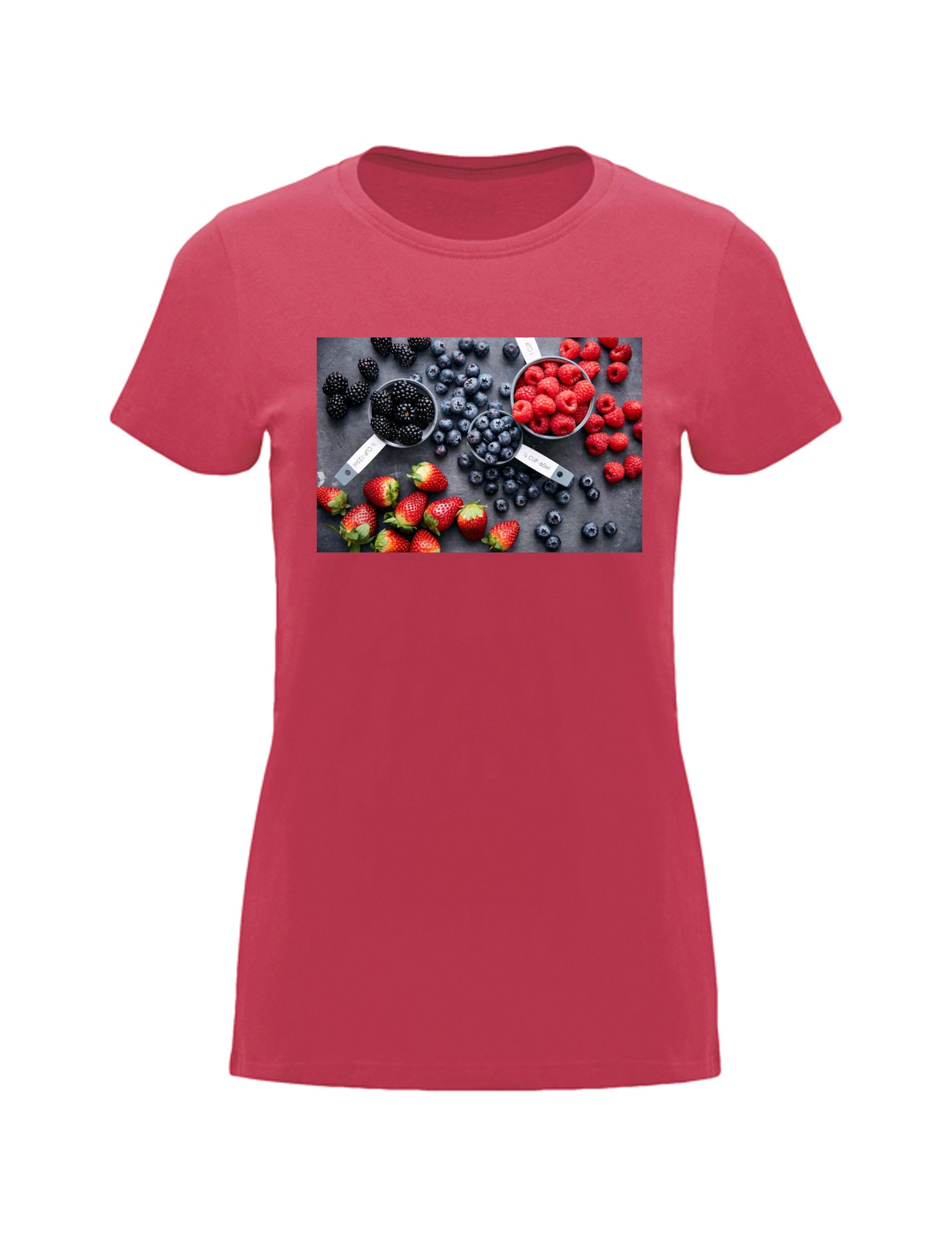 Photo Printed Heavyweight Women's Short Sleeve T-Shirt Red Love