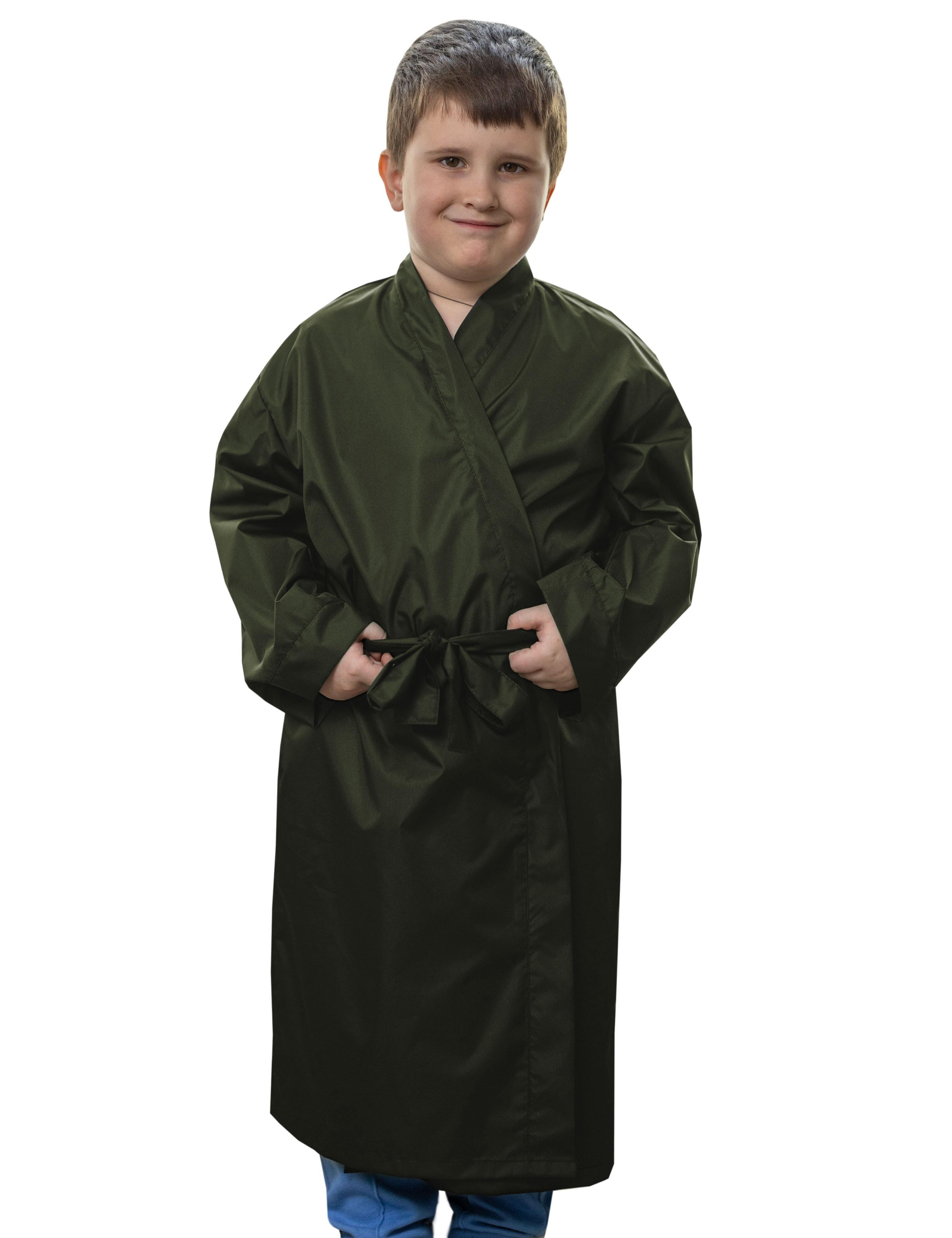 Water-resistant children's kimono robe for hairdressing, Vintage Green