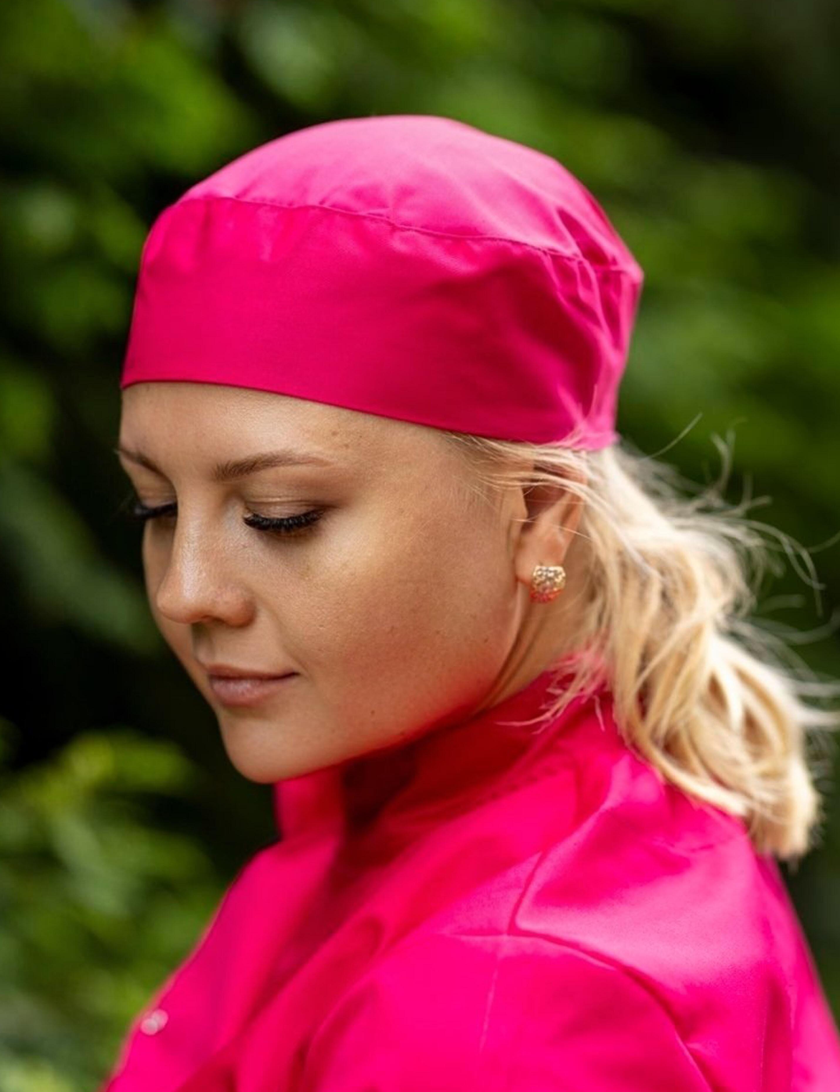 Hot Pink chef skull cap for professional chefs
